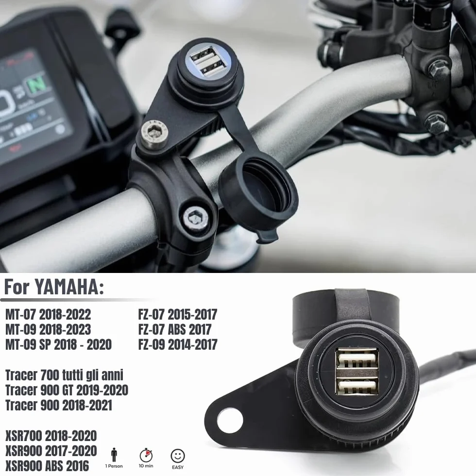 Adapter ładowarki motocyklowej 12V Podwójna USB do Yamaha Tracer MT-07 MT-09