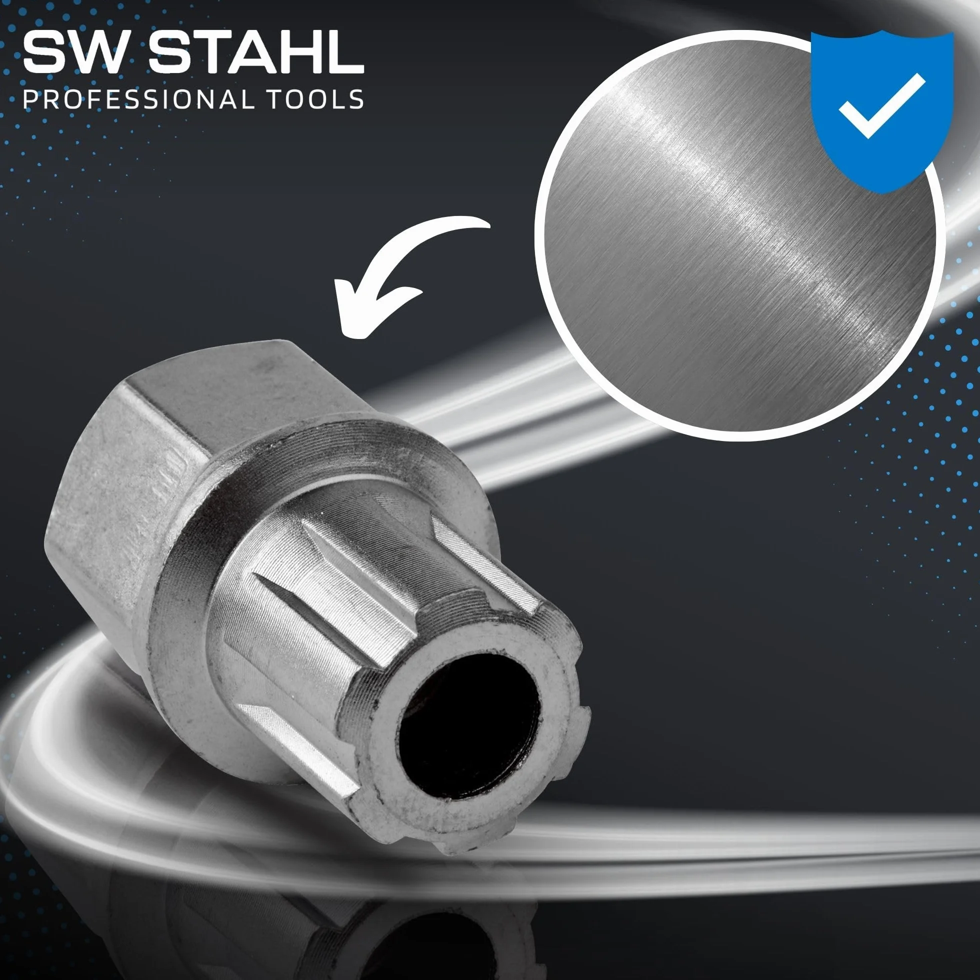 SW-Stahl 02382L zestaw do demontażu zamka felg, 23-częściowy I nadaje się do VW I adapter do blokady felg, narzędzie do zwalniania kół, zabezpieczenie koła, narzędzie do demontażu kół, z wkładką na