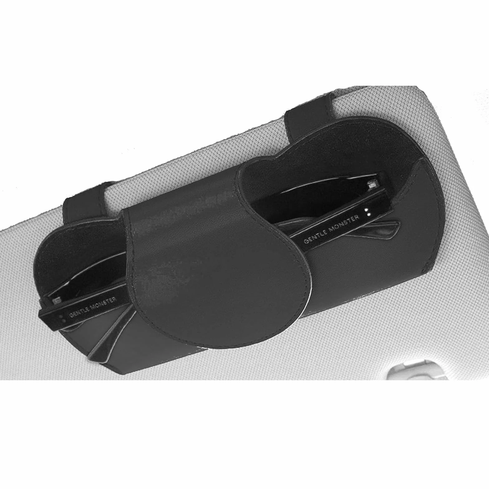ANBOO Uchwyt na okulary do samochodu, etui na okulary przeciwsłoneczne ze skóry PU, z zapięciem magnetycznym