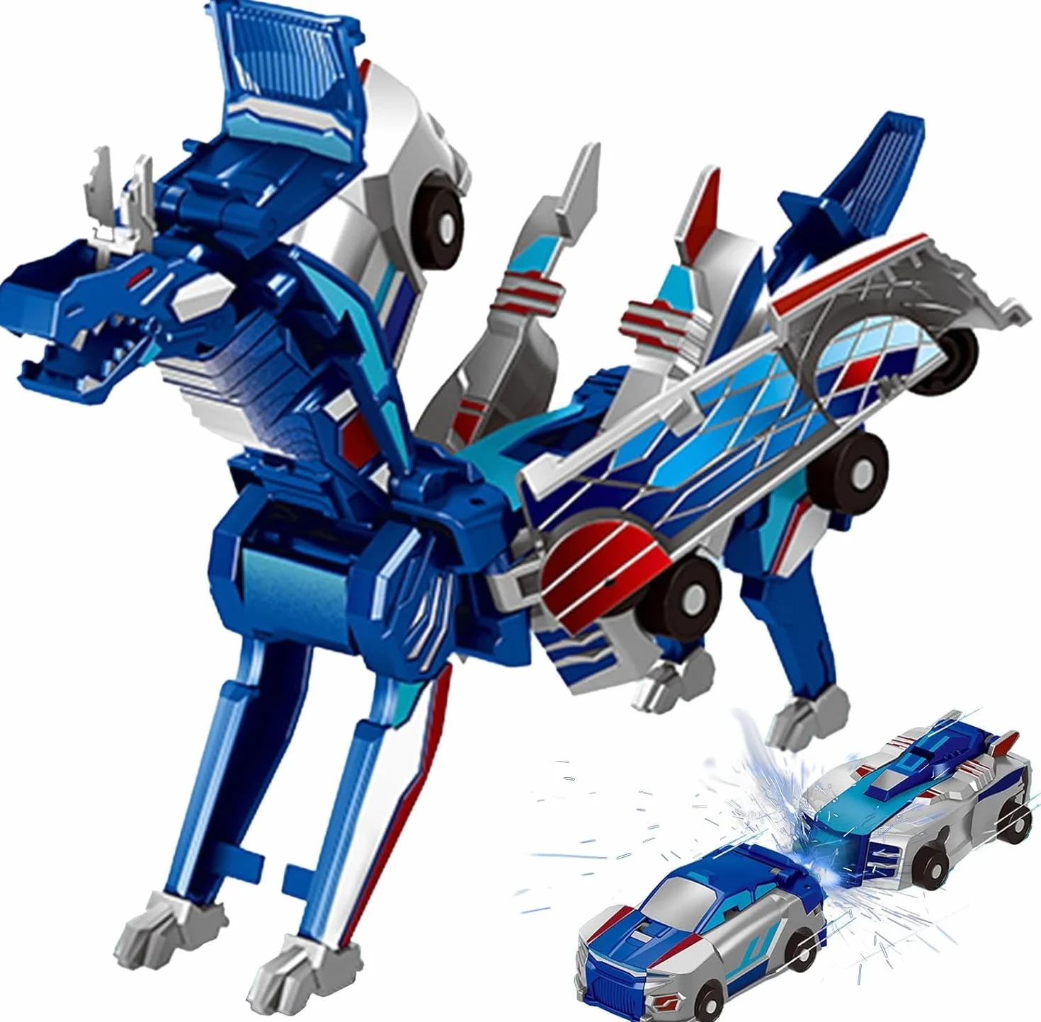 Felly Dragon Transforming Robot samochodowy zabawki dla dzieci, automatyczne odkształcanie połączeń magnetycznych, zabawki samochodowe dla chłopców i dziewcząt w wieku 2, 3, 4, 5, 6, 7, 8 lat, dla