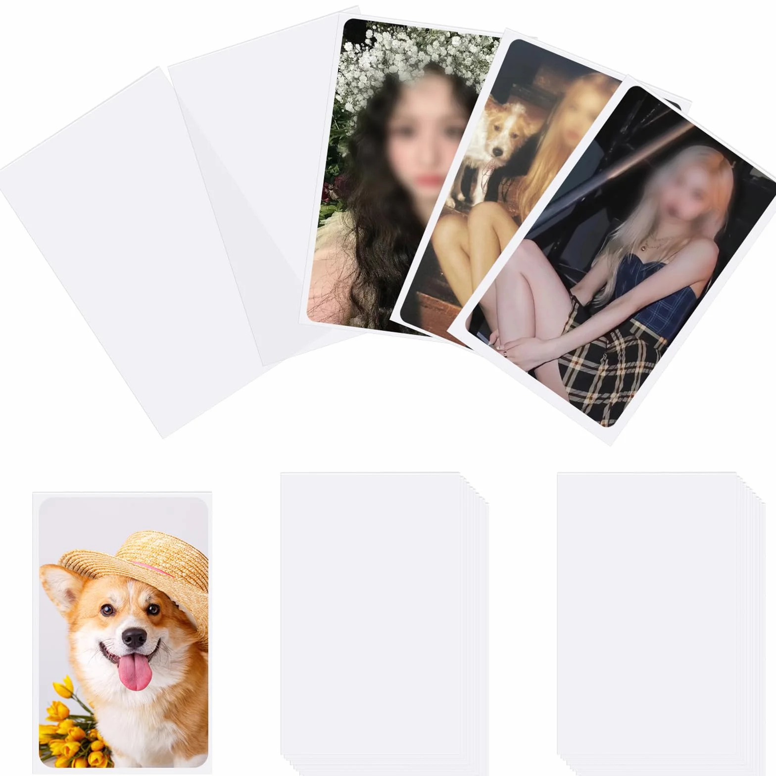 Folie na karty, 100 sztuk, koszulki na karty kolekcjonerskie, folie Trading Card Sleeves na karty kolekcjonerskie, dokładnie dopasowane koszulki wewnętrzne nadają się do mini zdjęć, kart do gry oraz