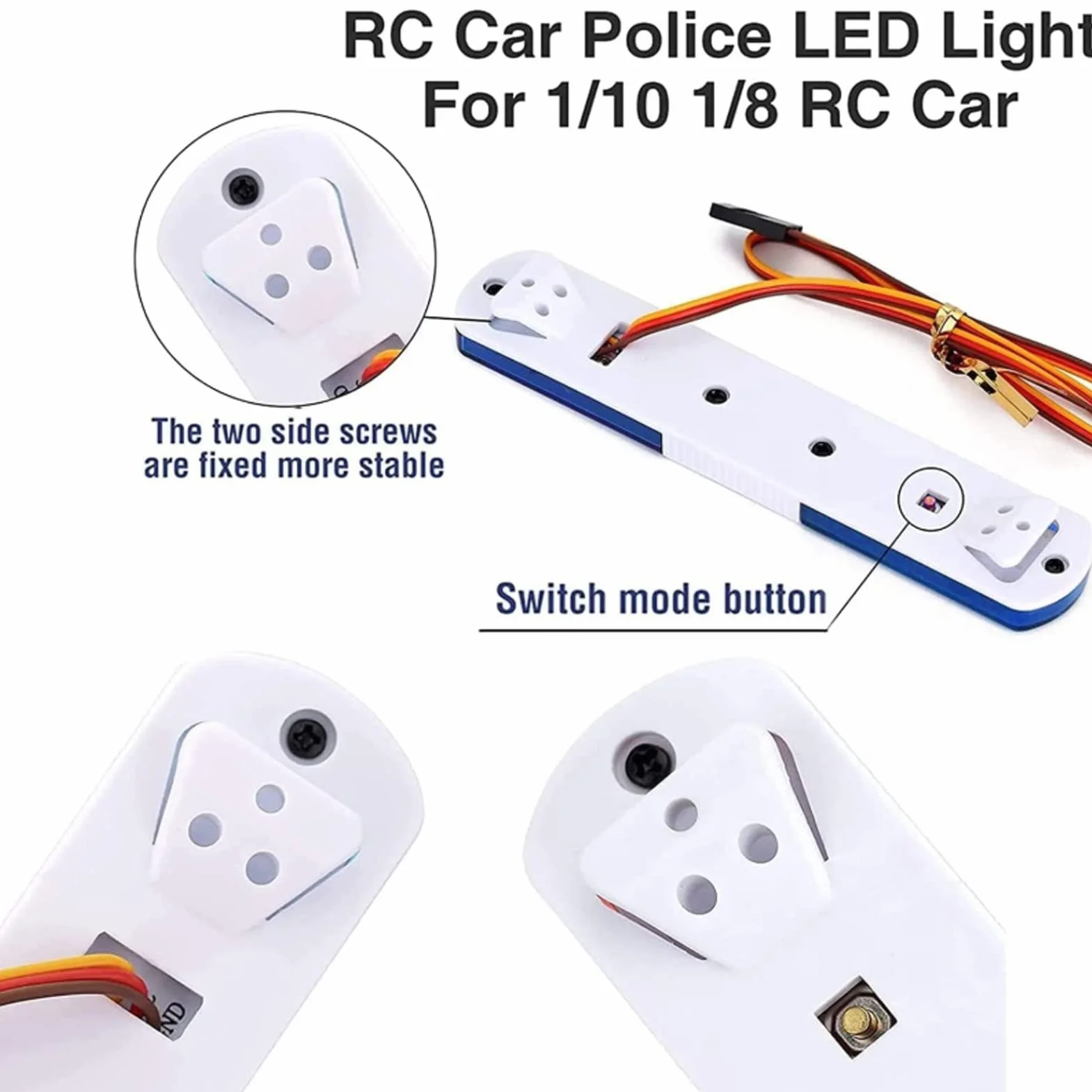 RC Car Alarming Light, RC Model LED Policja Night Light Bar Lampa Błyskowa LED Alarmujące światło dla 1/8 1/10 RC Cars