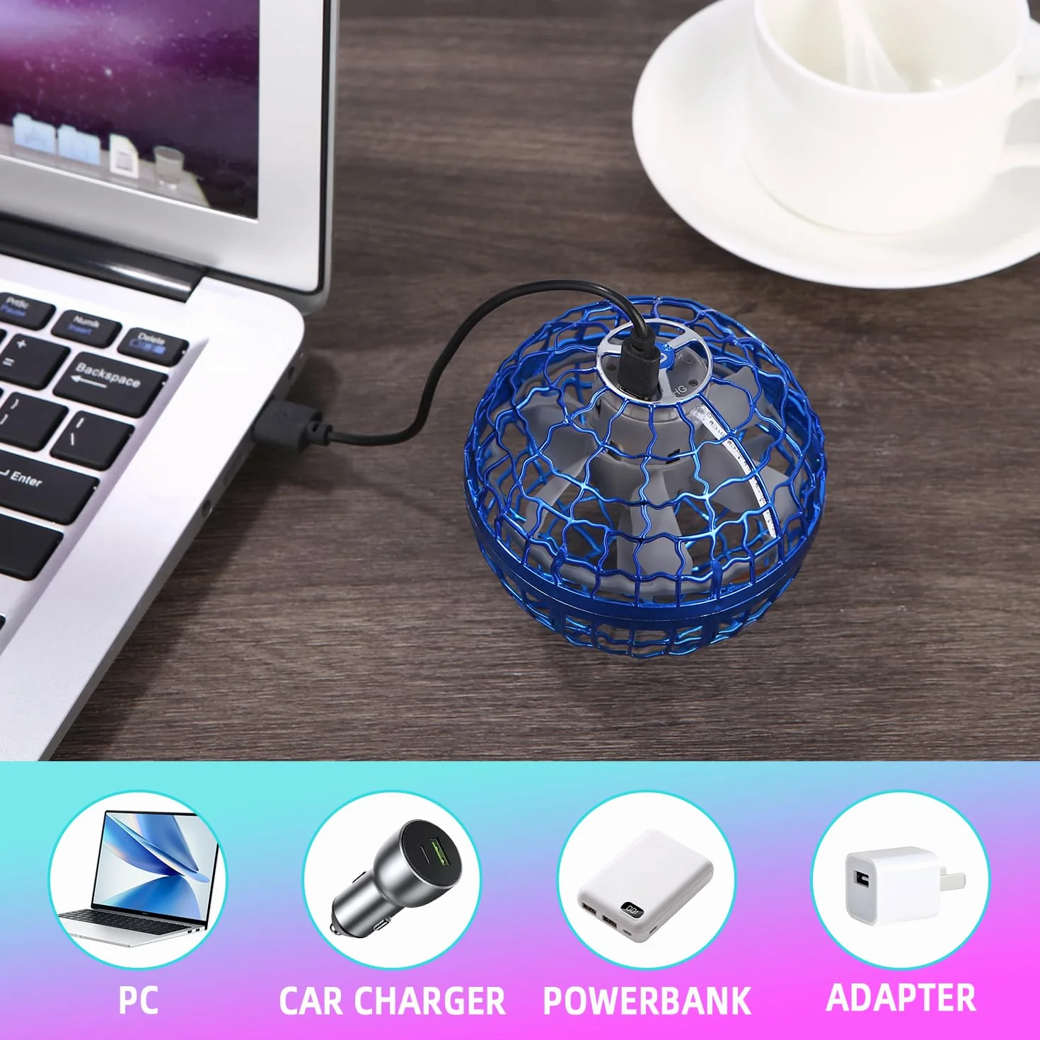 Latająca kula LED, Magic Flying Orb ze sterowaniem ręcznym, pływająca piłka Hoverball, świecący spinner, mini dron dla dzieci do użytku wewnątrz i na zewnątrz, fajna zabawka na prezent dla
