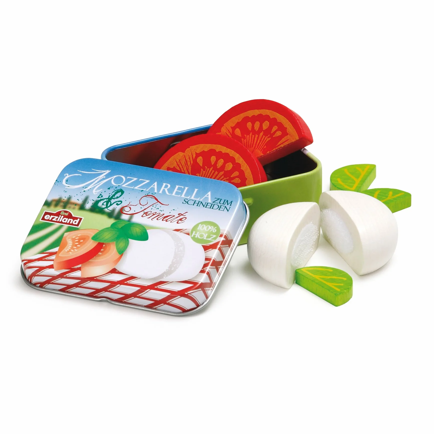 Erzi 17045 zabawka do mozzarelli i pomidorów w puszce, wielokolorowa