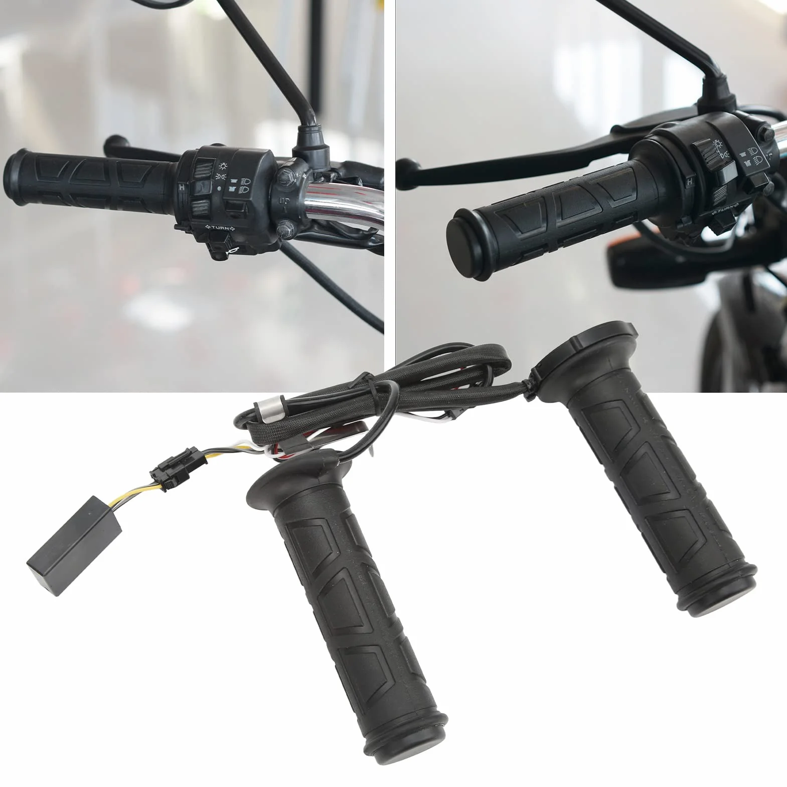 KIMISS Elektryczne ogrzewane uchwyty do motocykla 12V DC 15-35W, regulacja temperatury, dla kierownicy 22mm, skutery ATV