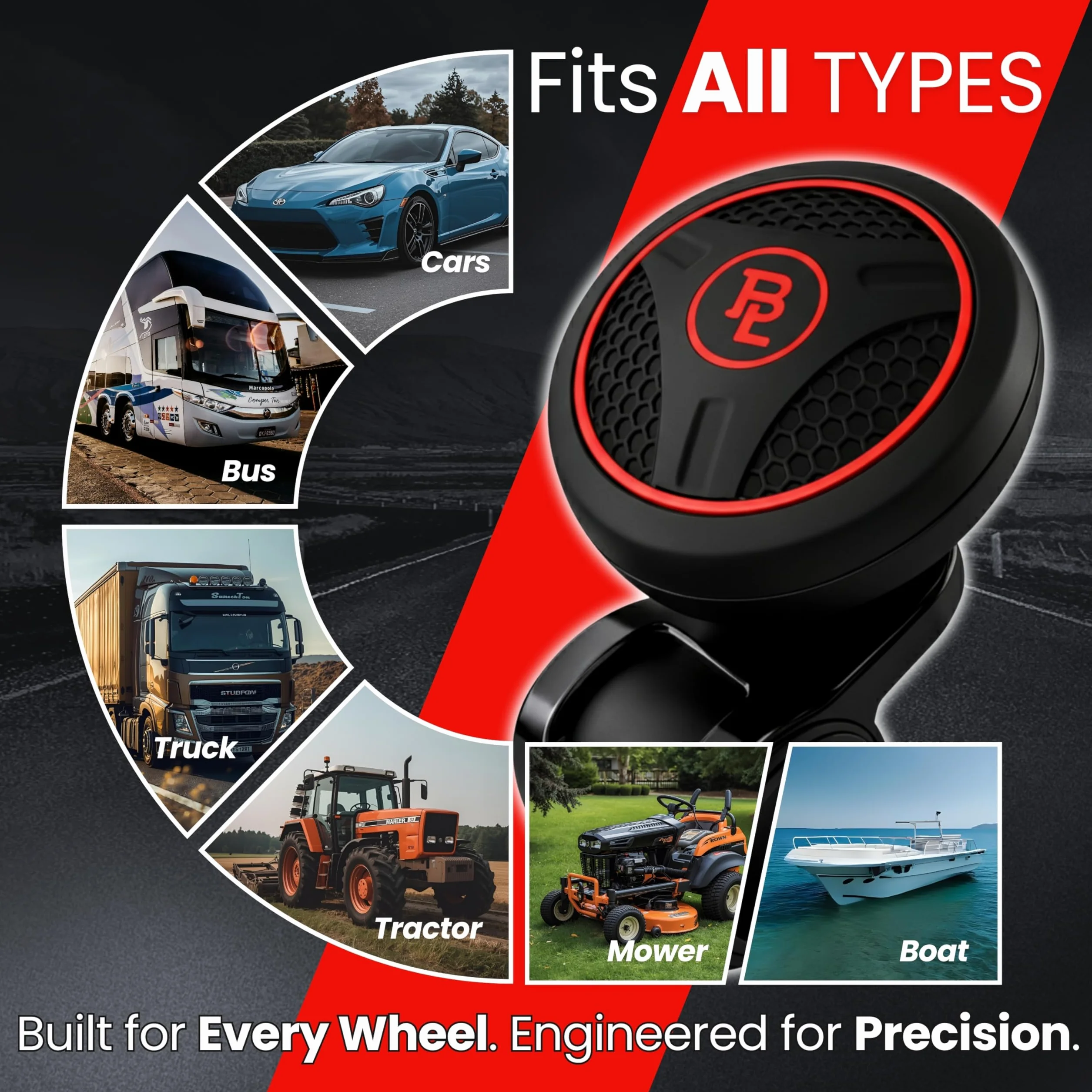 Bl Silicon Black Platinum Power Handle Car Steering Wheel Suicide Spinner Accessory Knob