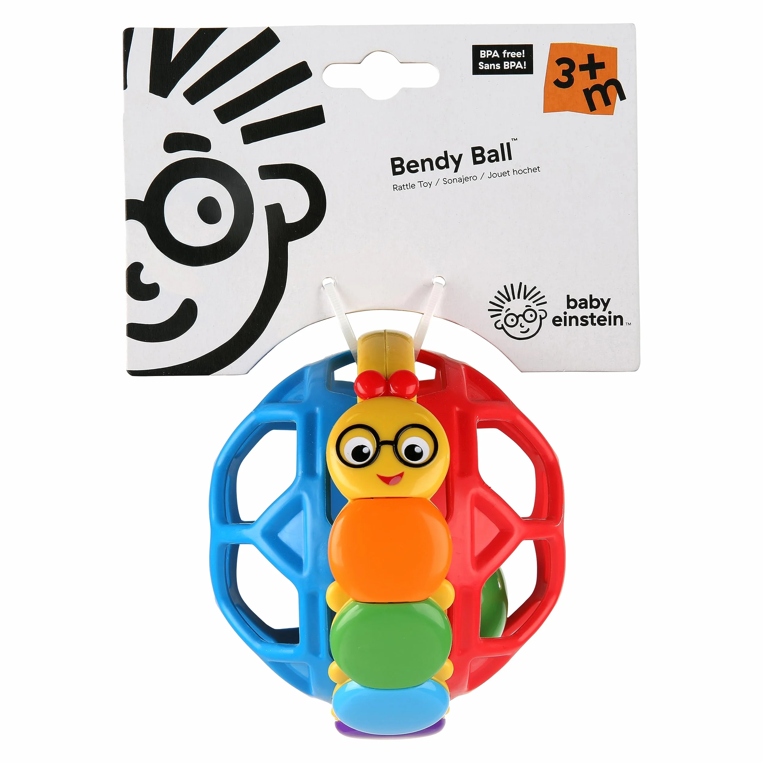 Baby Einstein Bendy Ball Easy Grasp Oball grzechotka bez BPA, dla dzieci w wieku od 3 miesięcy