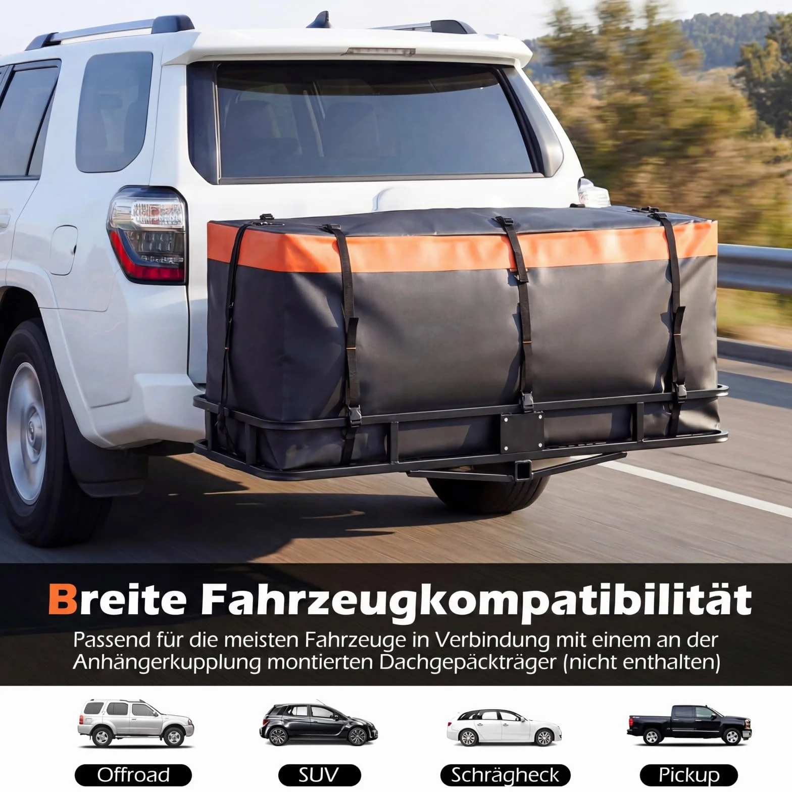 COSTWAY tylny bagażnik na hak holowniczy 550 L wodoodporna składana skrzynka bagażowa 148 x 61 x 61 cm