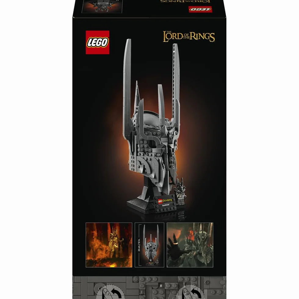 LEGO Icons Władca pierścieni: Hełm Saurona, zestaw konstrukcyjny dla dorosłych, ozdoba do domu i biura, pomysł na prezent fantasy dla mężczyzny i kobiety 11373