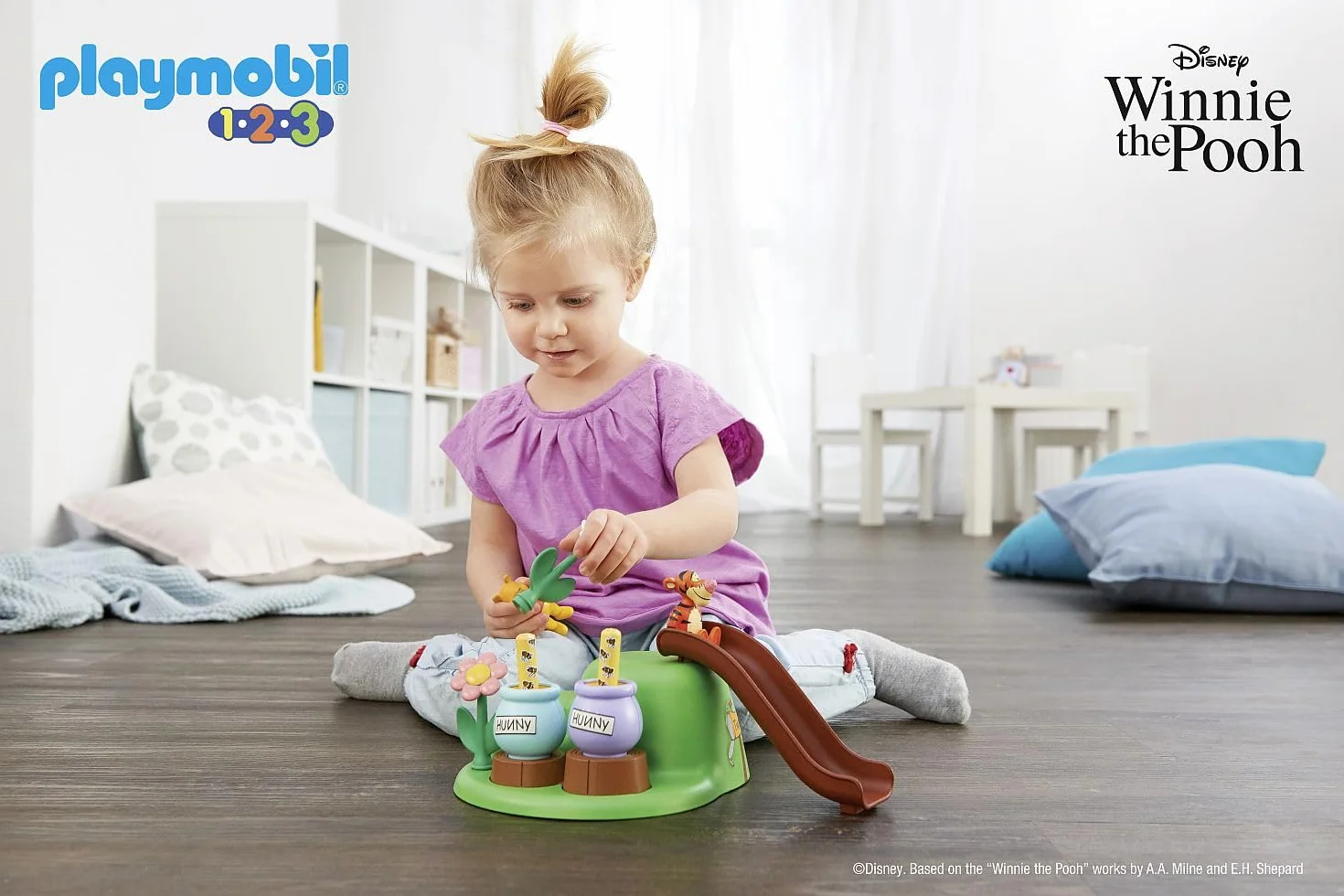 PLAYMOBIL 71317 1.2.3 & Disney: Pszczeli ogród Kubusia Puchatka i Tygrysa, zabawka edukacyjna dla maluchów, od 12 miesięcy