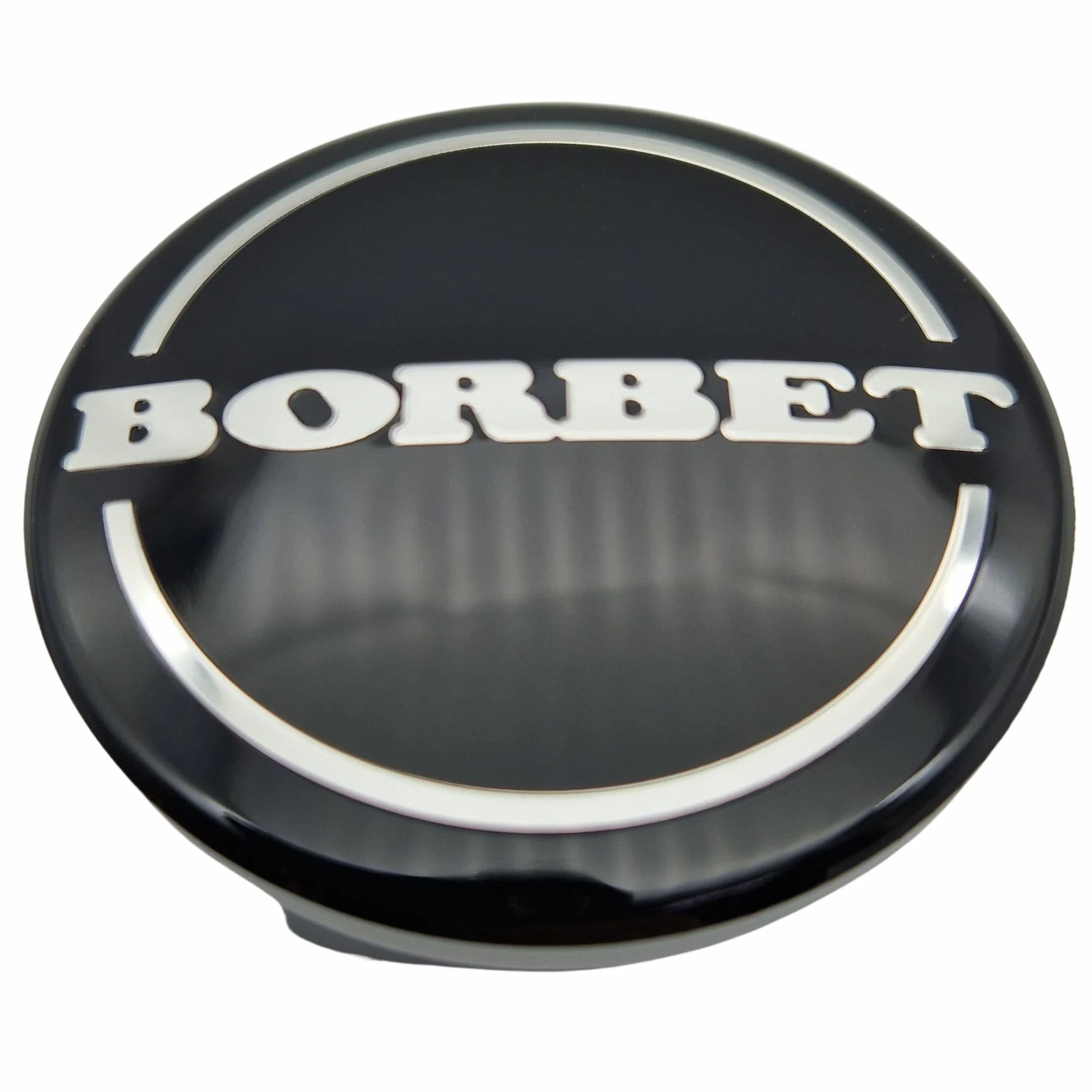 4X Oryginalne pokrywy felg Borbet 5348 | Pokrywy piasty Kapturki piasty Czarny Połysk Srebrny Center Cap 56mm 55mm