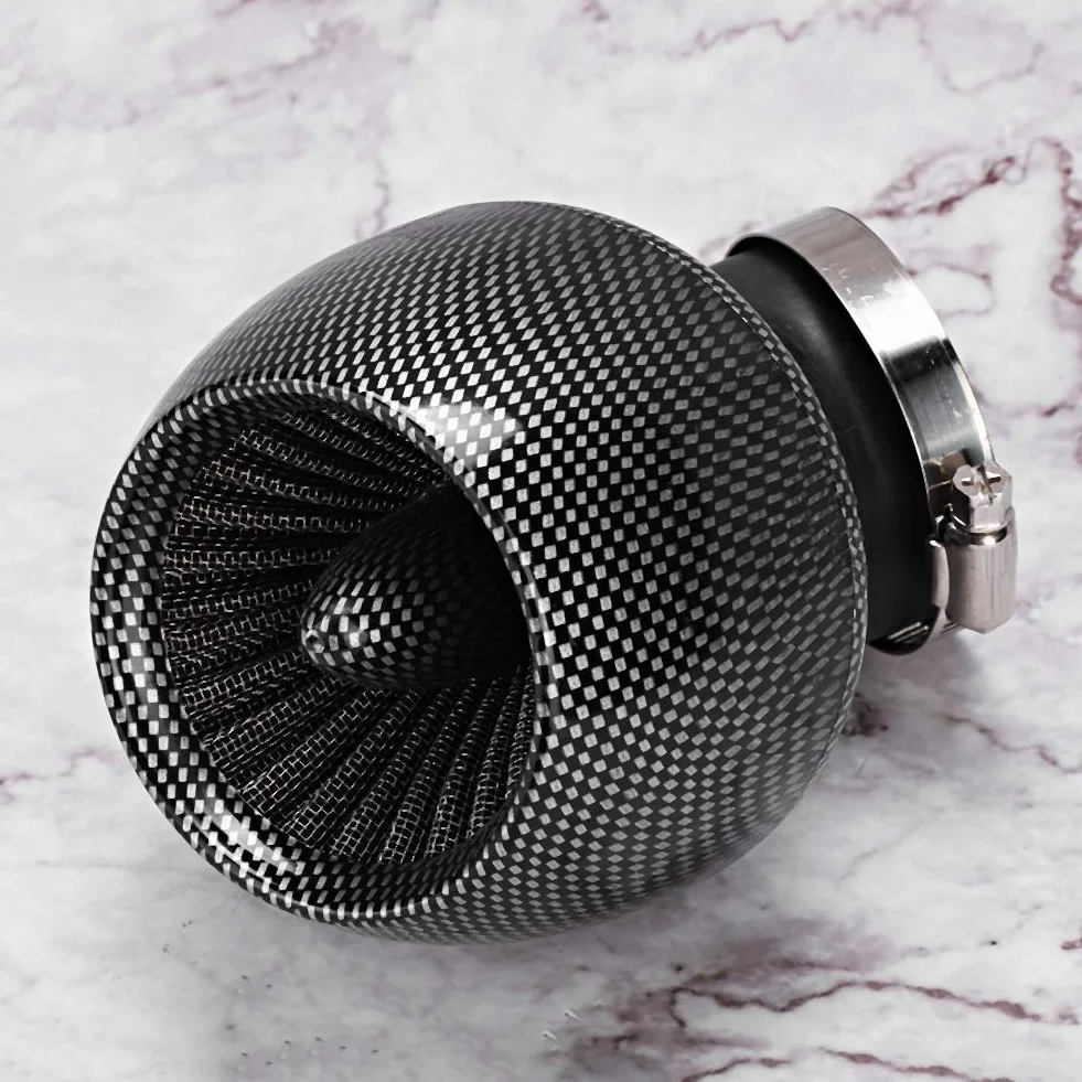 Motocyklowy filtr powietrza uniwersalny filtr powietrza do motocykla filtr wlotowy tekstura włókna węglowego motocykl skuter ATV Do Dirt Bike oczyszczacz powietrza 28 mm 35 mm 45 mm 48 mm