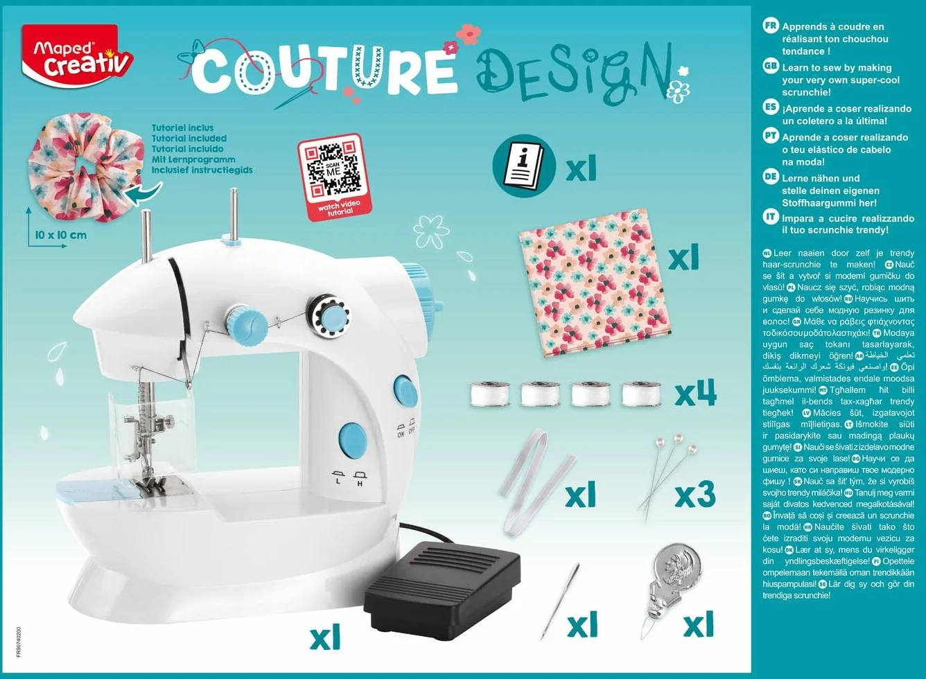 Maped - Maszyna do szycia dla dzieci - Design Couture - Całkowicie bezpieczny - Od 8 lat - Przenośna mini maszyna do szycia ze wszystkimi niezbędnymi materiałami do użytku