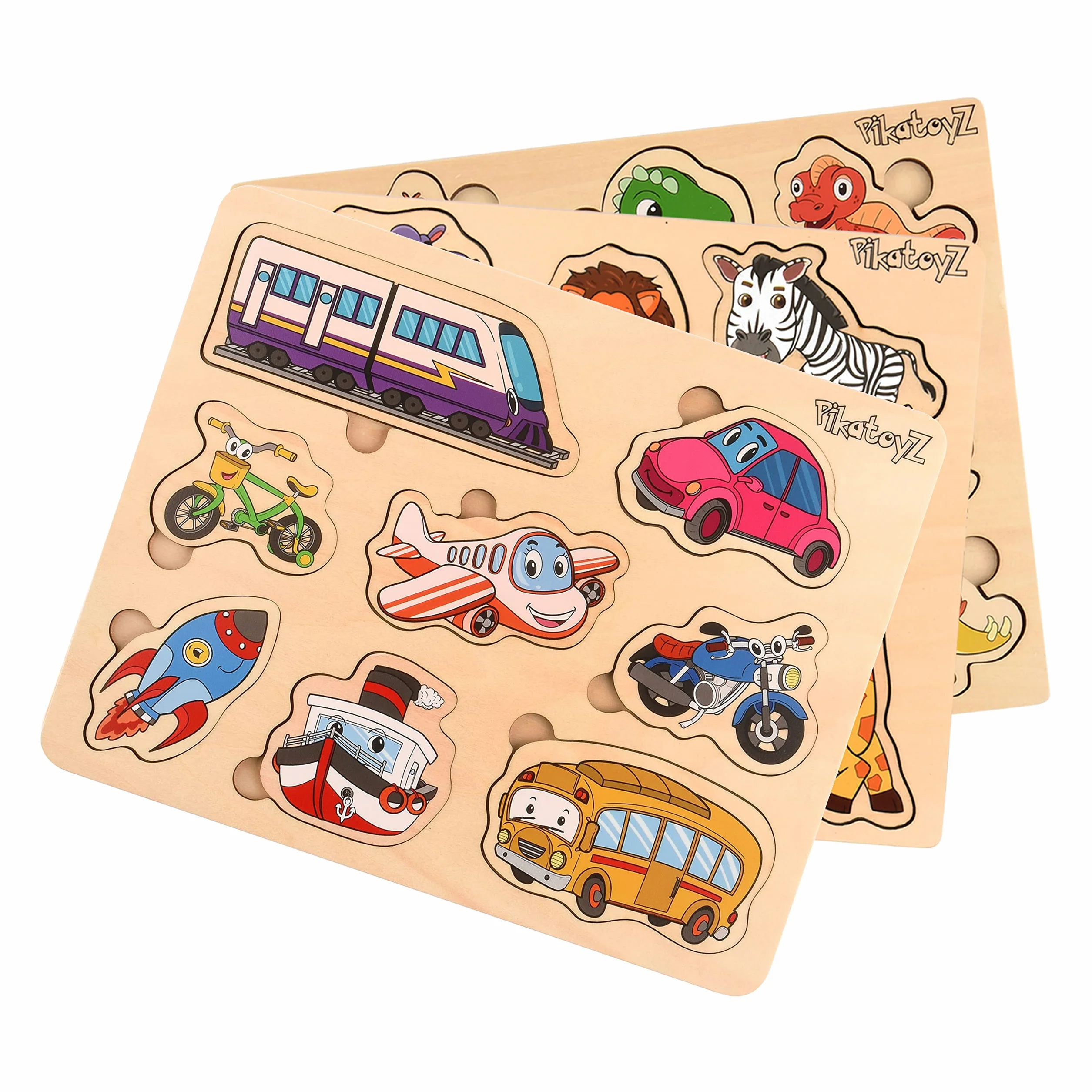 Montessori Zabawka od 1 Roku, 2 i 3 Lat – Puzzle z Drewna z Pojazdami Pomocniczymi – Puzzle dla Dzieci i Gra Łączeniowa dla Małych Dzieci