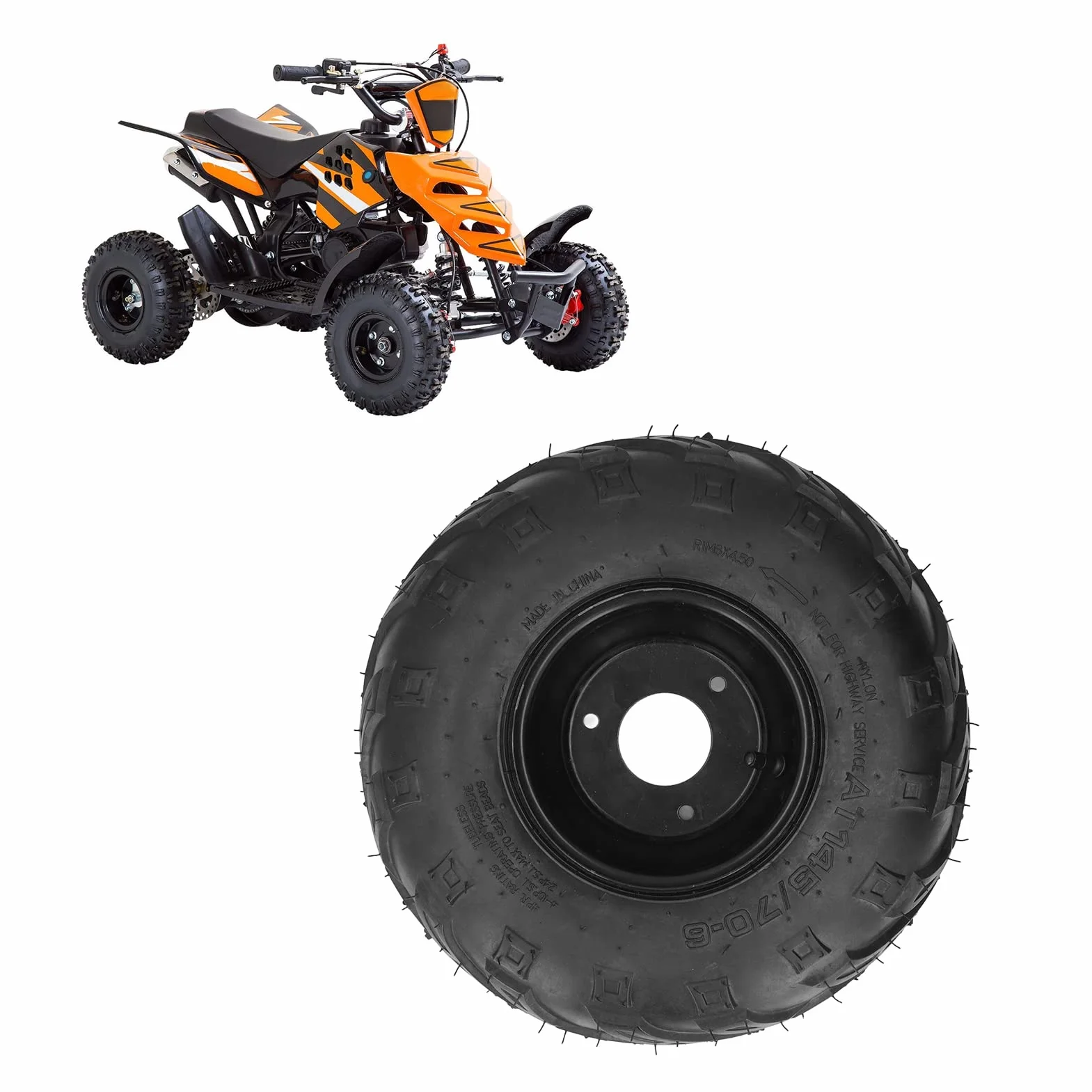 Opona Bezdętkowa ATV 145/70-6 Go Kart z 6-calową gumową obręczą do Gokartów UTV Quad Bike