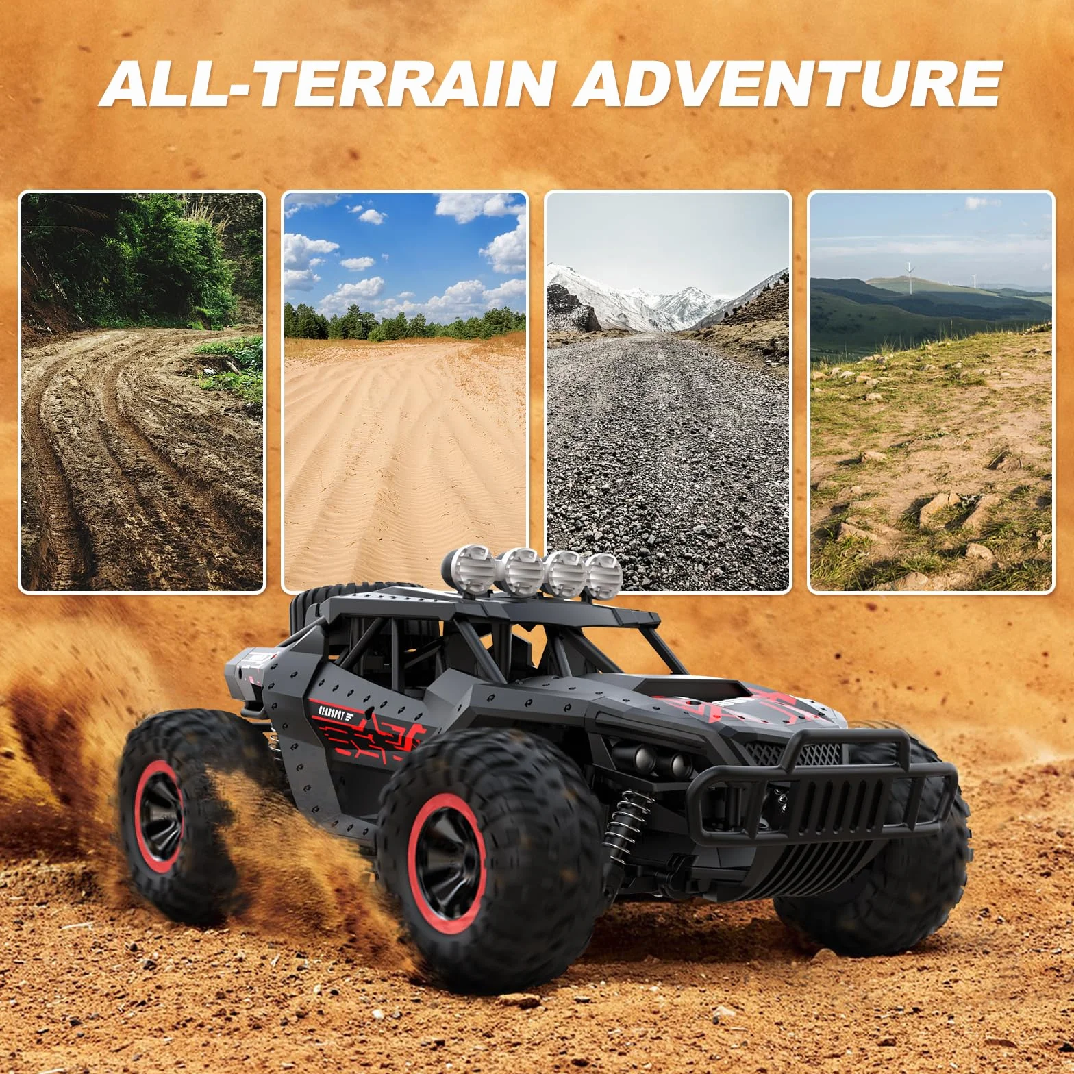 Zdalnie sterowany samochód offroad dla chłopców, na zewnątrz, z 2 akumulatorami, 70 minut, skala 1:16, RC Buggy 25 km/h, 2,4 GHz, zdalne sterowanie radiowe, samochód wyścigowy, Crawler Truck, samochód