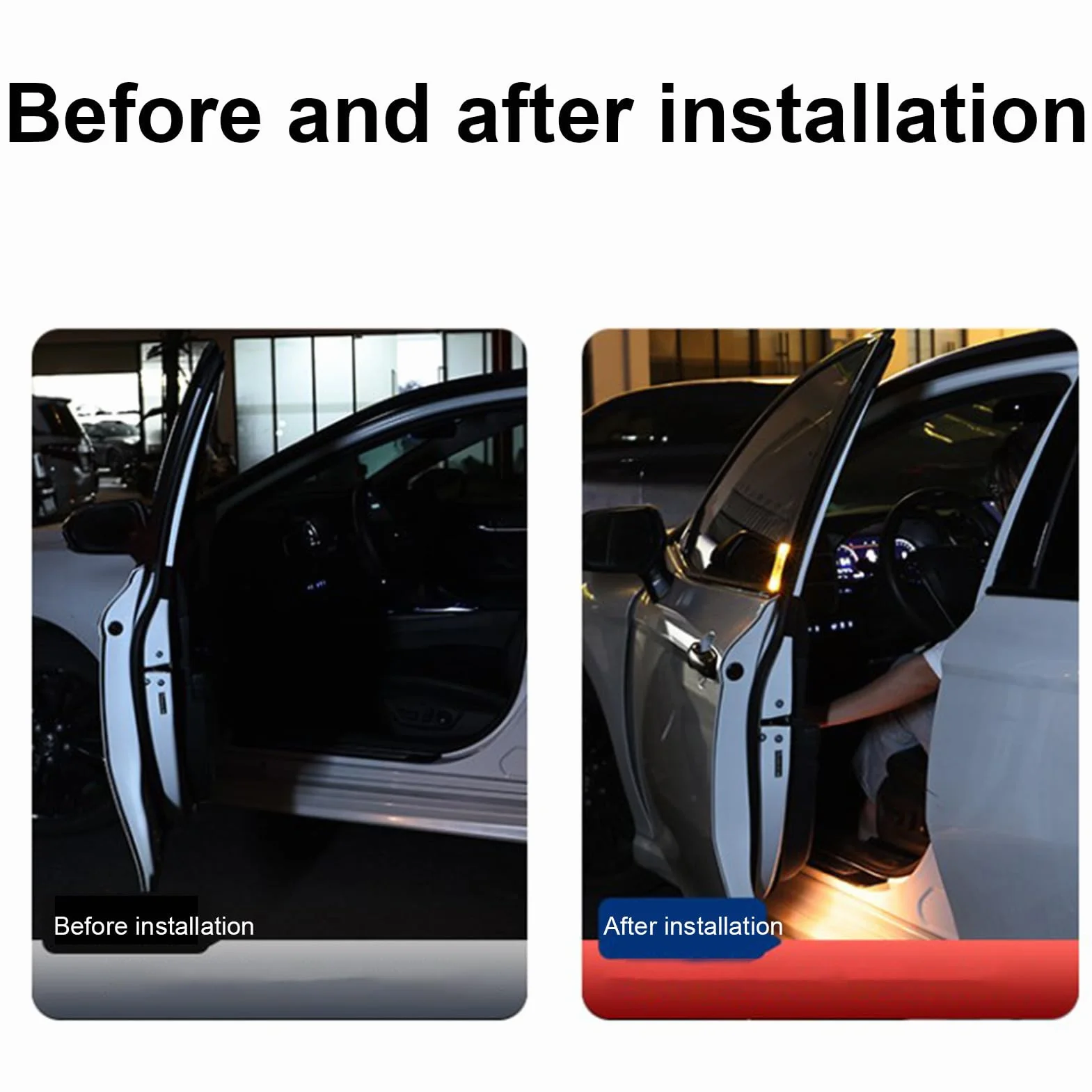 Vehicle Door Warning Lights - Solar Car Door Lights, Anti Collision Flashing Led Lamp with Motion Sensor, Safety Light for Sedan Suv, Automatic Flashing Warning Light for Night Travel Commuting