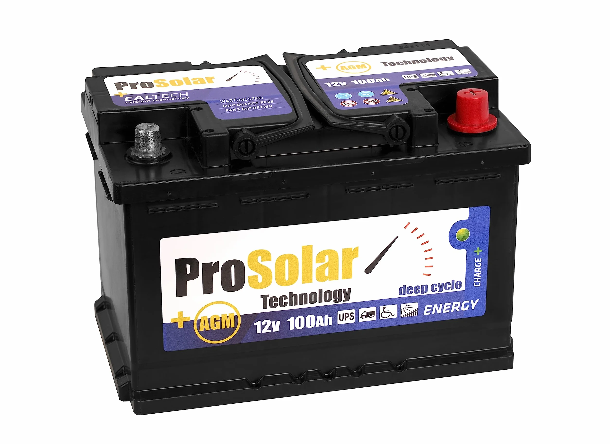 AGM akumulator solarny 12 V 100 Ah, akumulator solarny Deep Cycle, akumulator konsumencki, do przyczepy kempingowej, łodzi, 100 Ah