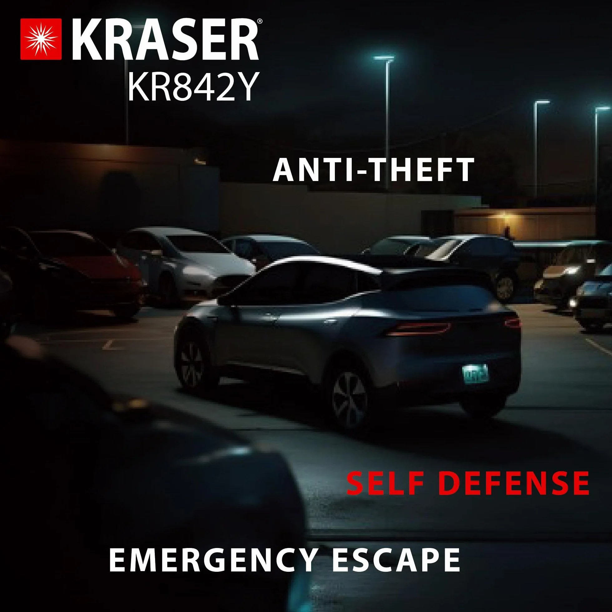 KRASER KR842Y Anti Theft Car Double Hak Regulowana kierownica Wysokie bezpieczeństwo Odstraszający Ochrona przed zarysowaniem Immobilizer Blokada Kierownicy Uniwersalny Samochód Van Caravan