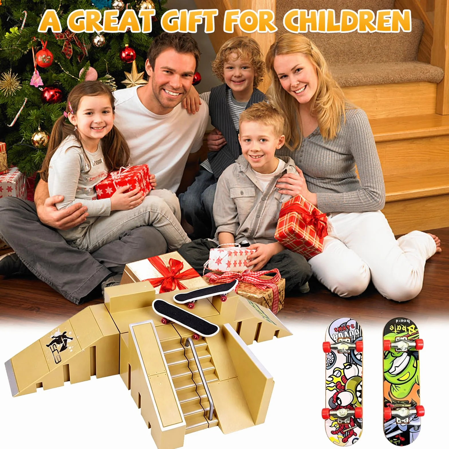 Zestaw 5 w 1 Finger Skate Park Kit, Samodzielny montaż Zestaw rampy na podstrunnicę, Mini Skate Park Deck, na Desktop Skate Park, Edukacyjne Zabawki Finger Prezent