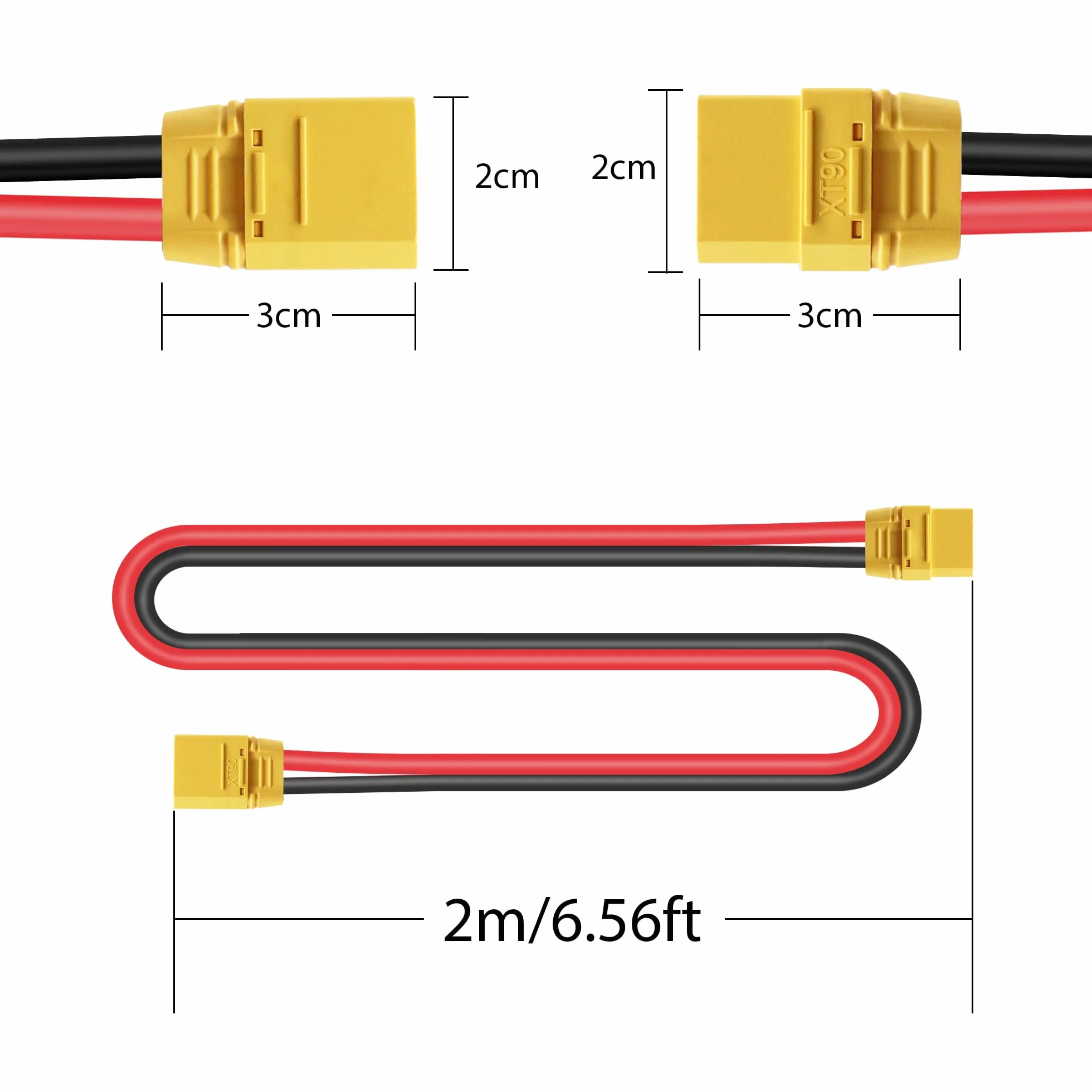 2M 10AWG XT90 męskie do XT90 żeńskie złącze wtykowe do baterii RC Lipo FPV dron duży model samolotu