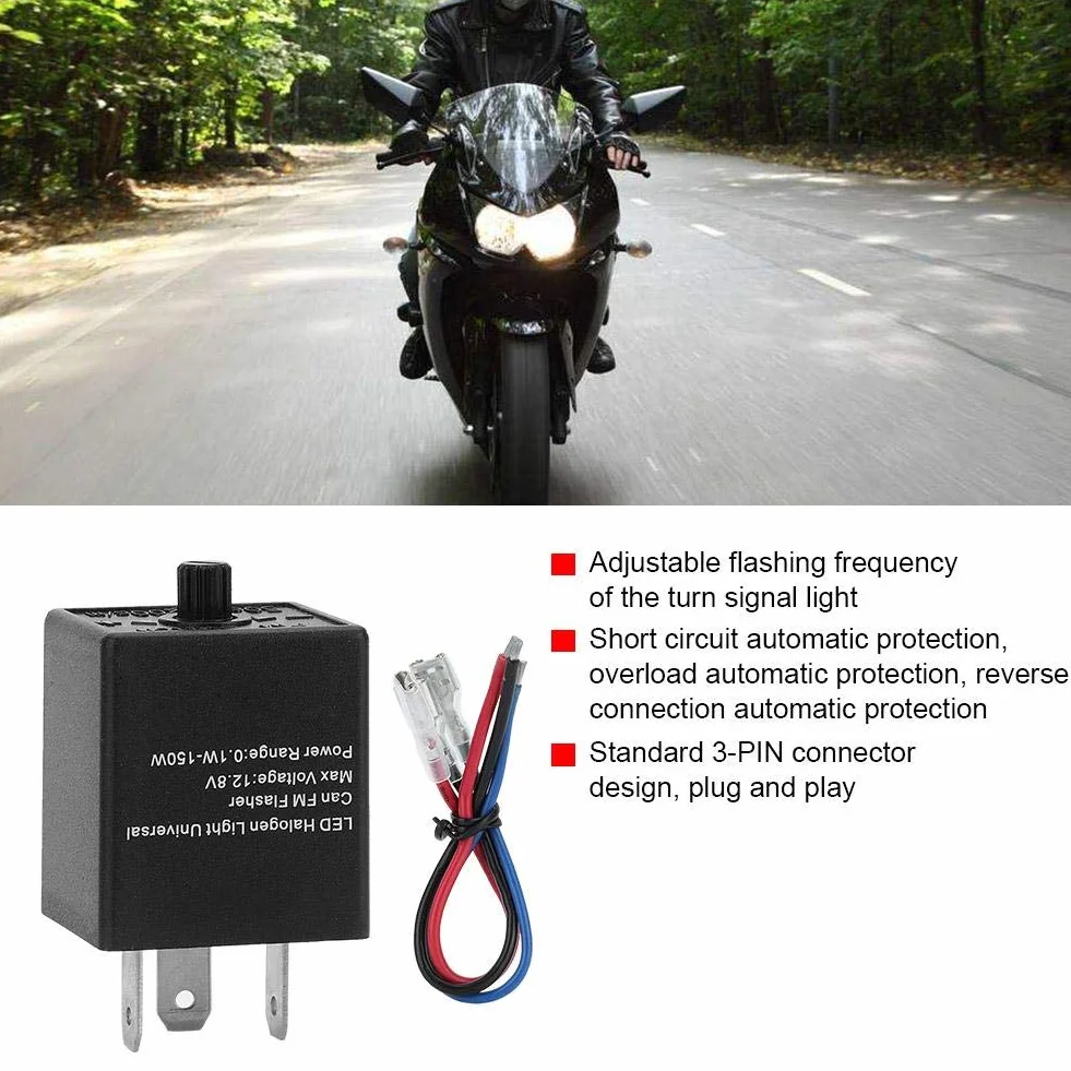 Przekaźnik kierunkowskazów 3-pinowych, LED, 12 V, 24 V, 3-biegunowy, regulowany kierunkowskaz, przekaźnik do samochodów, motocykli