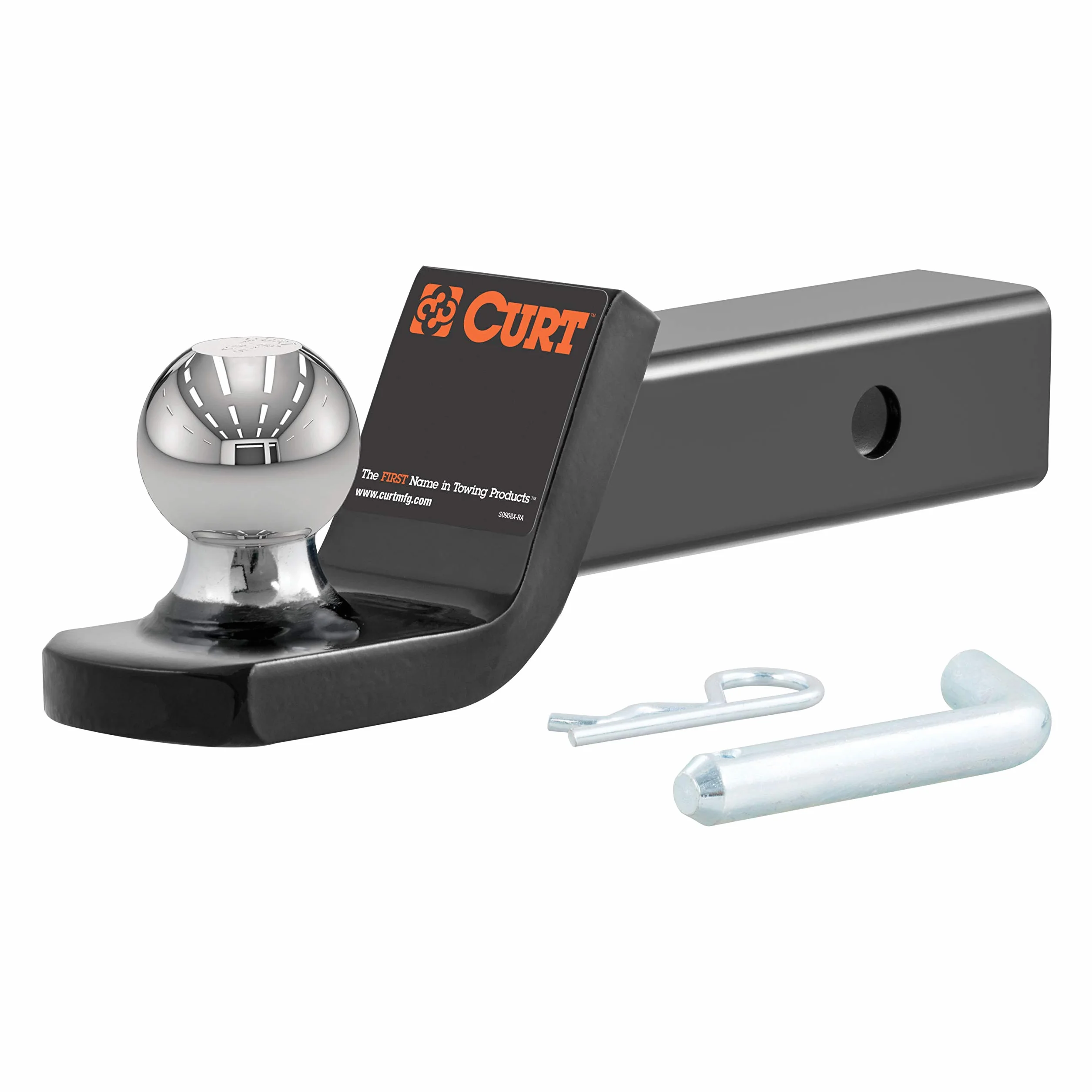 CURT 45134 Fusion Trailer Hitch Mount with 2-Inch Ball & Pin, Fits 2-In Receiver, 7,500 lbs, 2" Drop, black