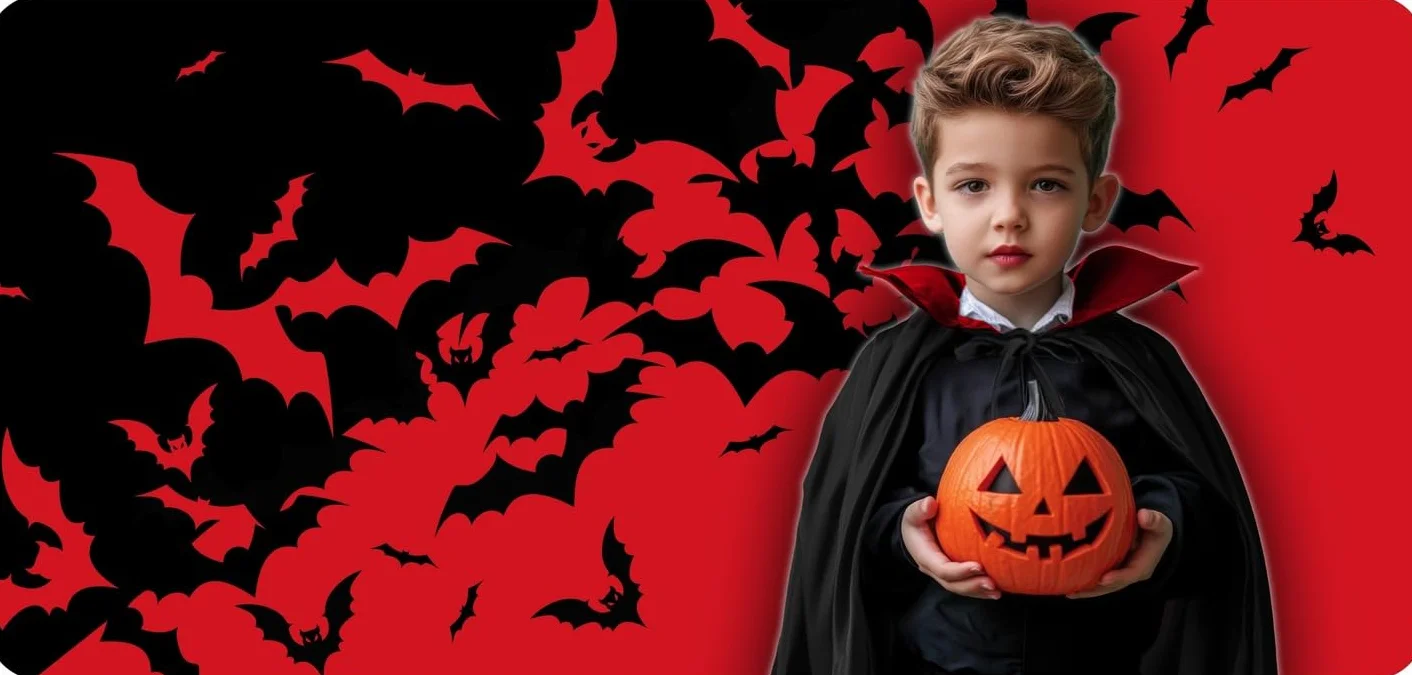 KRUMAD Peleryna Halloween Dwustronna 80 cm Czarna Czerwona, Uniwersalny Strój dla Dzieci i Dorosłych, Kostium Wampira Drakuli, Dodatek na Bal, Imprezę, Karnawał, Przebranie