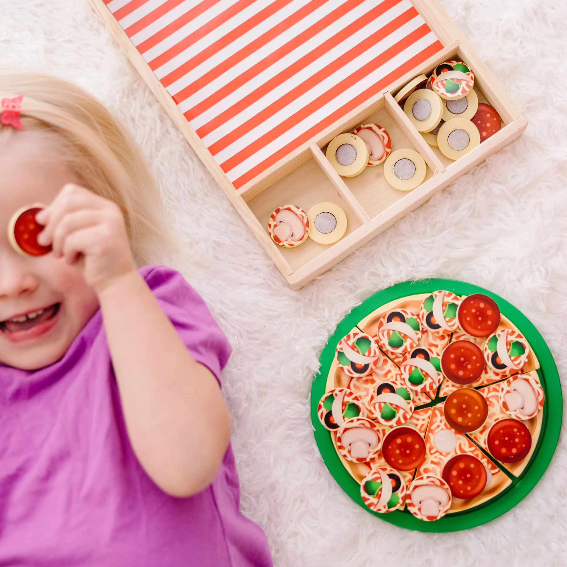 Melissa & Doug Drewniana Pizza | Zabawka dla dzieci | Zabawa w udawanie | Drewniane jedzenie do zabawy |Zabawy Montessori | Prezent dla dzieci w wieku 3 4 5 lat | Dla chłopca lub dziewczynki
