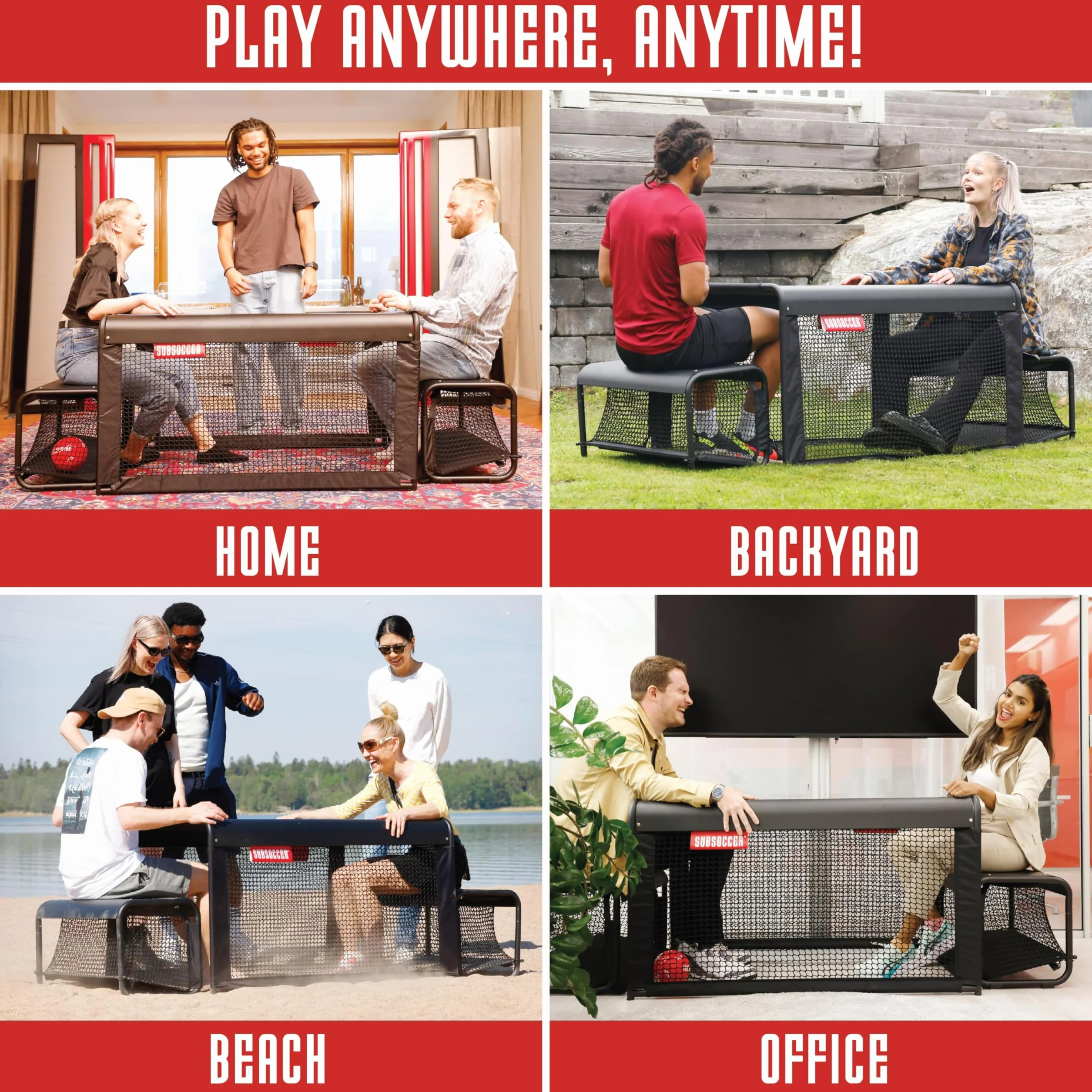 Subsoccer S3 Portable Bench Soccer Game – Lightweight, Easy Assembly, Indoor & Outdoor Use, Includes Table, Benches, Ball, and Tools – Fun for Ages 6+