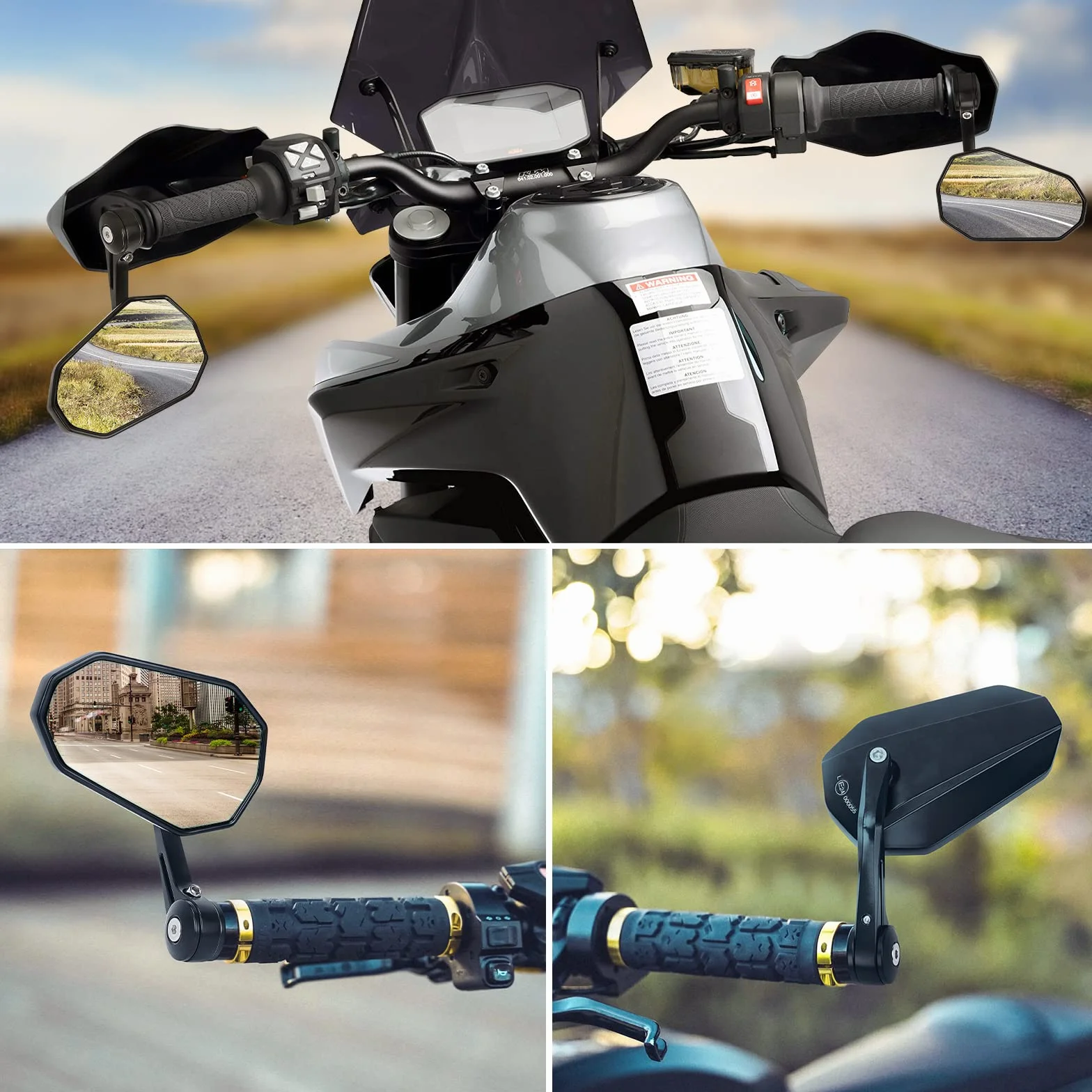 SUPAREE Lusterka wsteczne motocyklowe chromowane regulowane 1 para