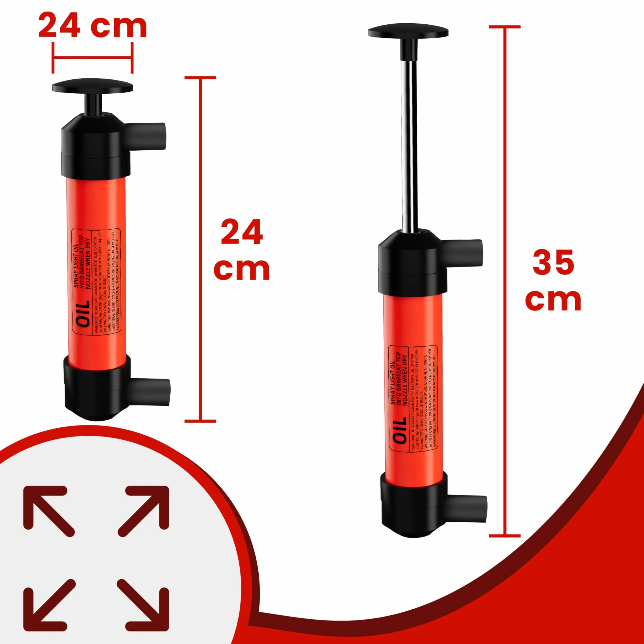 Retoo Ręczna pompa wodna, 5L/min, pompa benzynowa, pompa paliwa, ręczna pompa syfonowa z 118/100/40cm PVC wężem, uniwersalna pompa ssąca do samochodu, łodzi, motocykla, pojazdu, oleju napędowego