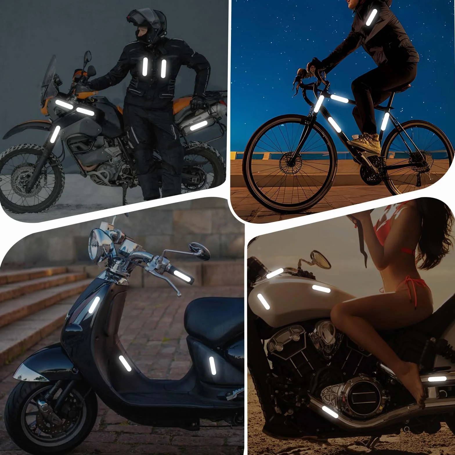 Odblaskowe naklejki retro 10 szt. czarna taśma odblaskowa na kask motocyklowy rower