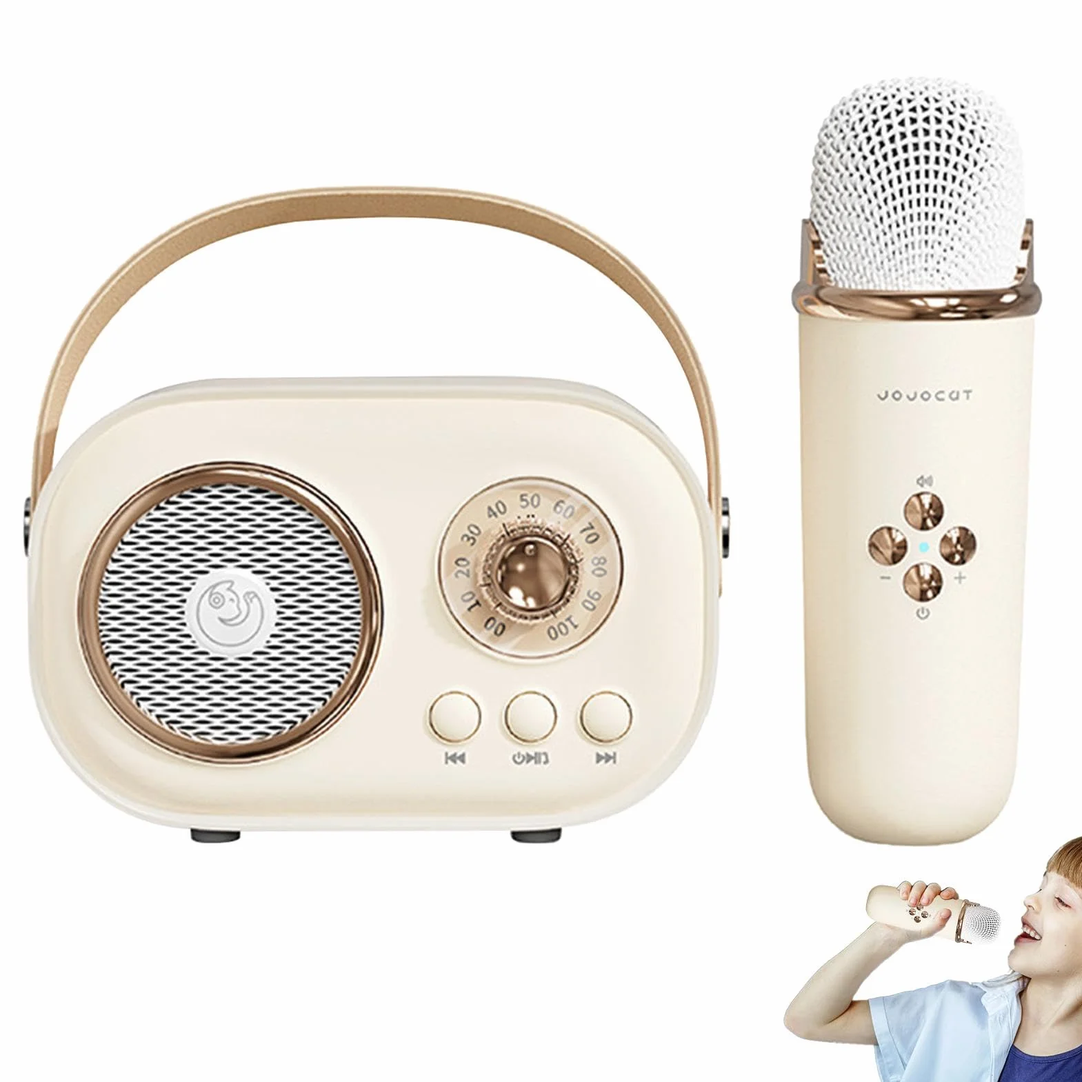 Maszyna do karaoke, przeno?ny g?o?nik z 1 mikrofonem bezprzewodowym, maszyna do karaoke z efektami zmiany g?, zestaw g?o?ników retro ze wzmocnionym basem stereo na imprezy