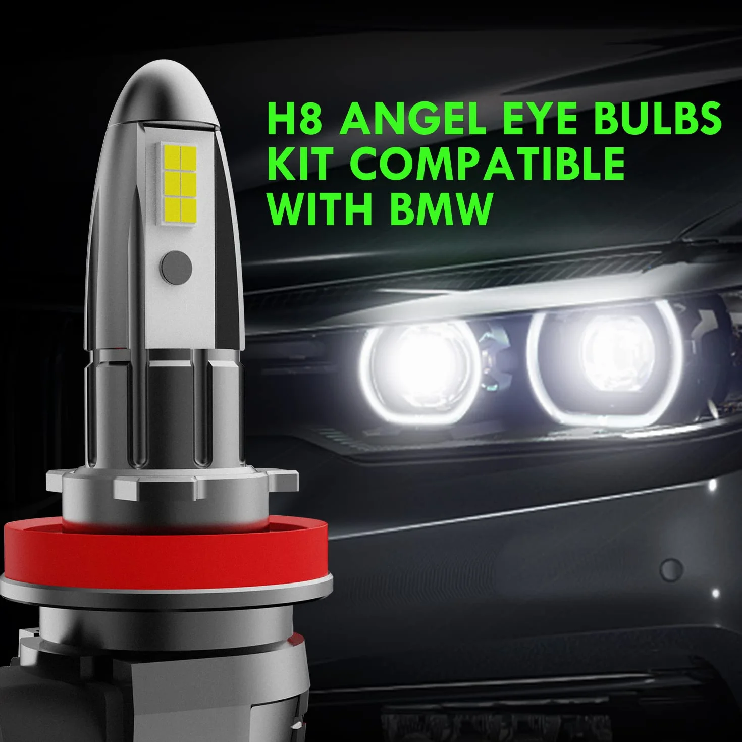 H8 LED Angel Eyes światło Halo Ring 6000K Ksenonowe Biały Światła Dzienne Aureoli żarówki Obrysowe H9 H11 H16 bez Błędu do E90 E91 E92 M3 E93 E70 X5 E72 X6 E60 E61 E82 E84 X1, 2 Lampy