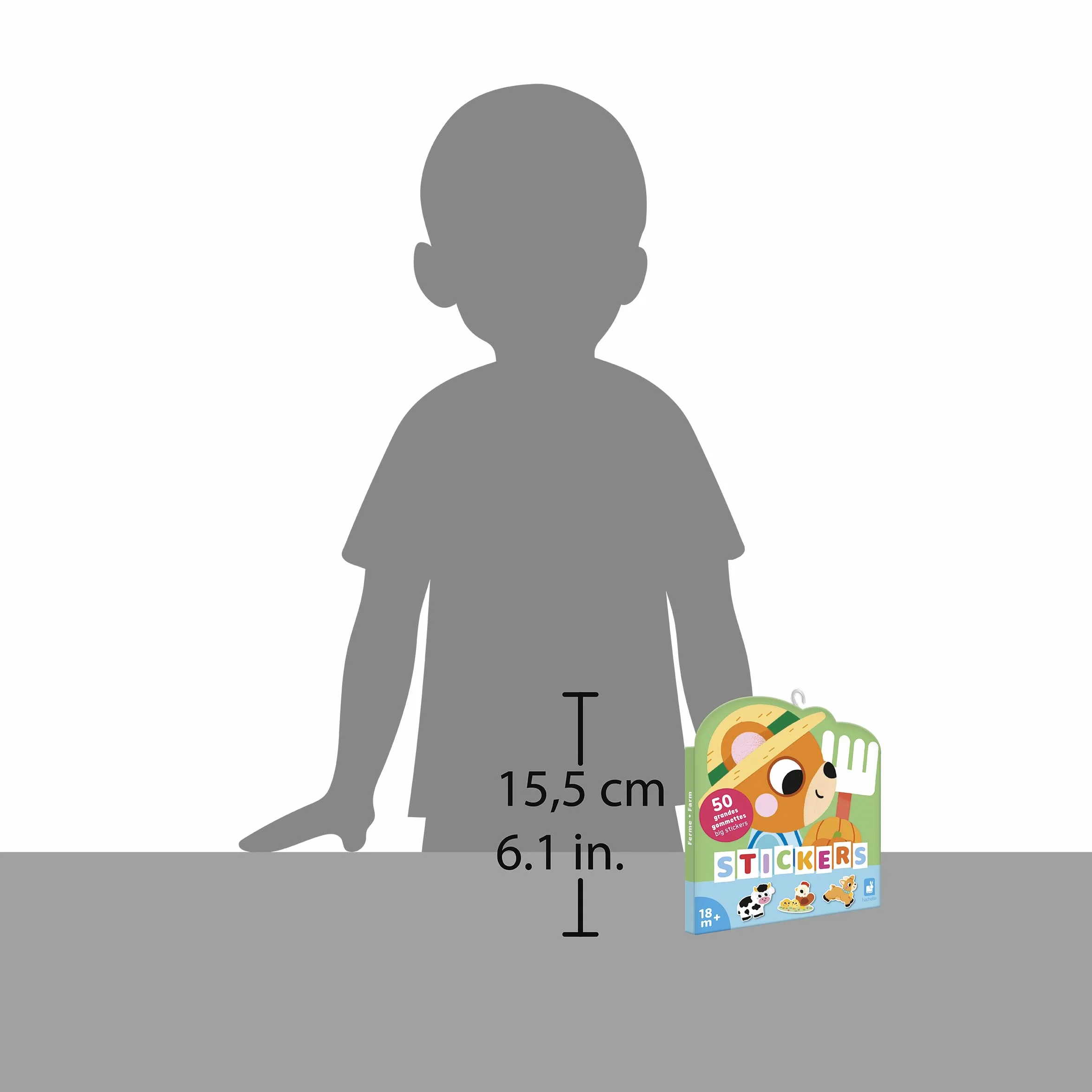 Janod - 50 dużych naklejek dla dzieci od 18 miesięcy - Format 7x8cm - Naklejki z motywem zwierząt gospodarskich - Wstępnie wycięte, aby ułatwić chwyt - Kreatywny rozwój - J09188