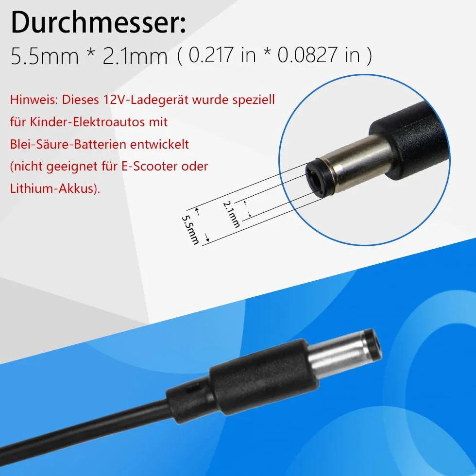 Ładowarka 12 V do samochodów elektrycznych dla dzieci, 12 V 1 A, ładowarka do jazdy elektrycznej, zabawek, motocykli, SUV, ATV, wiele