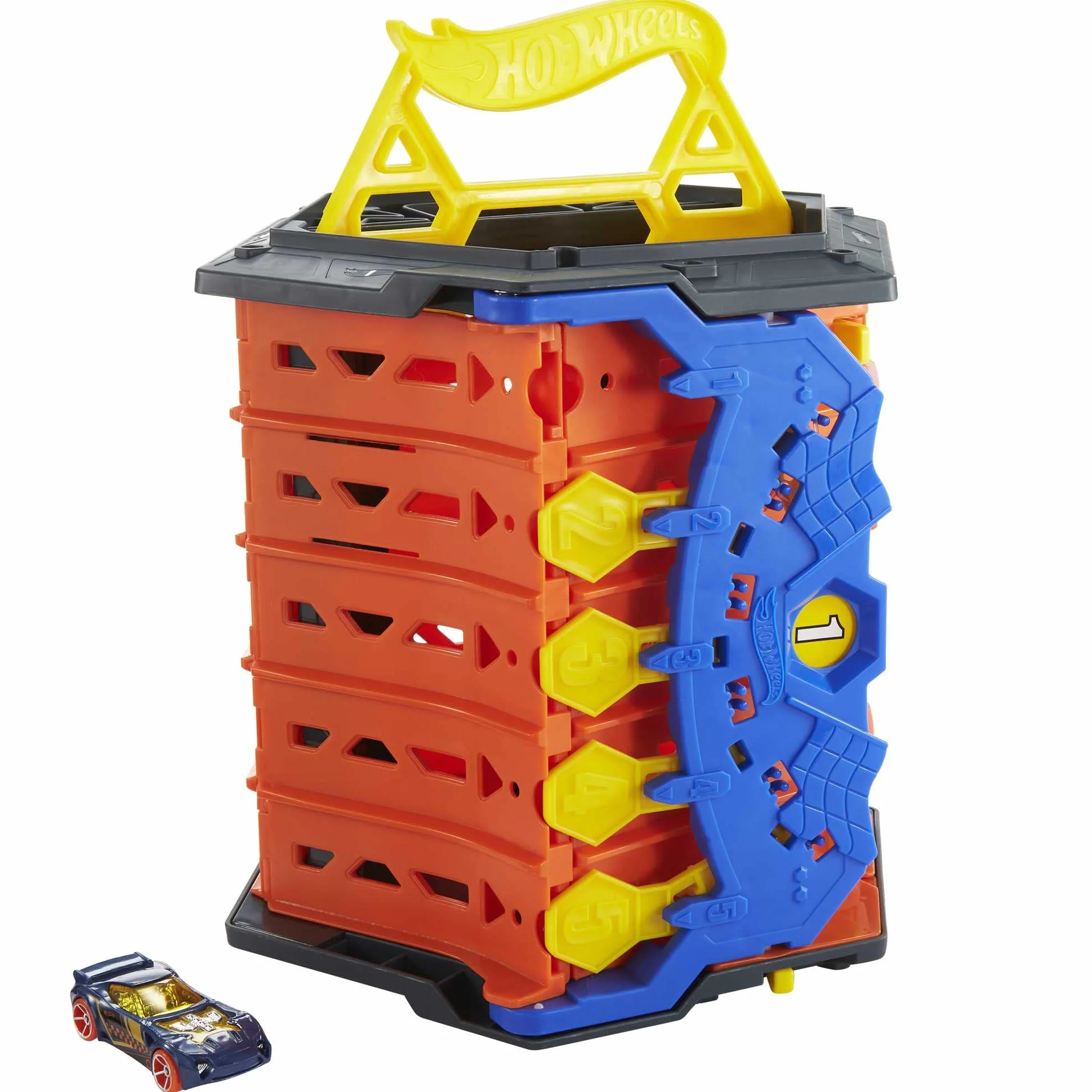 Hot Wheels HGK41 - Zestaw torów wyścigowych, które się rozwijają, tworząc pięciopasmowy tor wyścigowy, od 4 do 10 lat