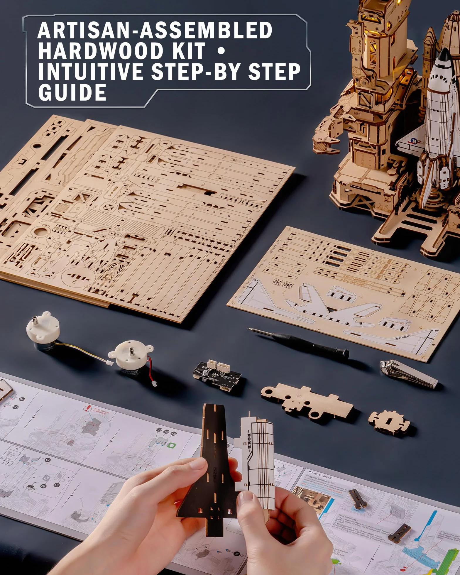 ROKR Puzzle 3D, wahadłowiec kosmiczny, drewniane zestawy modeli dla dorosłych, zestawy modelarskie, prezenty urodzinowe dla dzieci i dorosłych, prom kosmiczny, LKA02