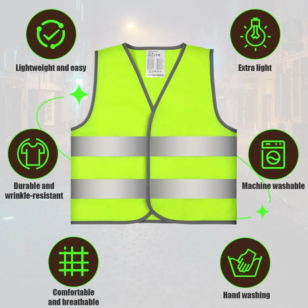 Kamizelki odblaskowe AYBUY dla dzieci 2 szt. z paskami 360° żółty XL