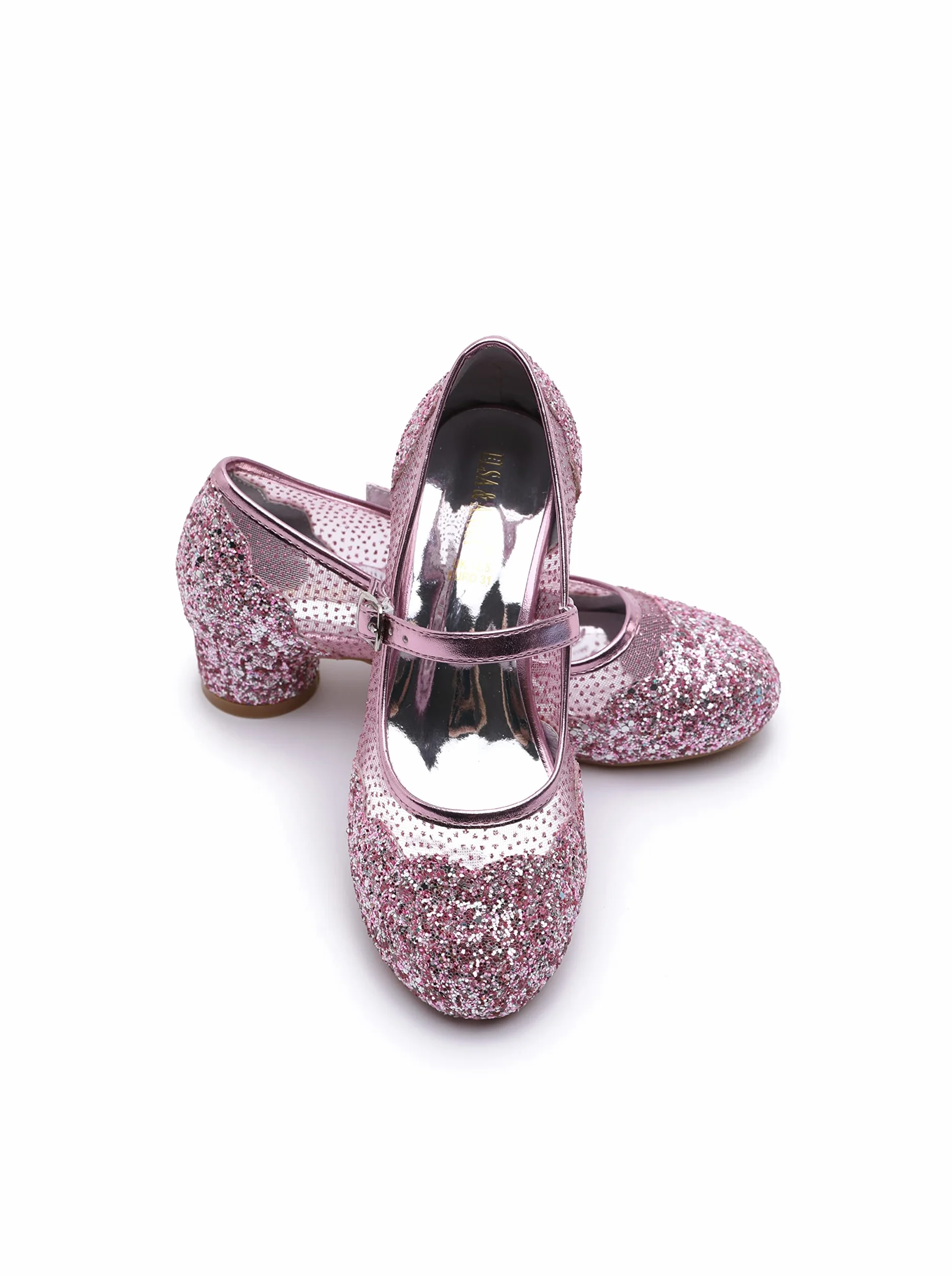 ELSA & ANNA Dziewczęce buty księżniczki – buty księżniczki z wysokim obcasem 3 cm – błyszczące buty dla dziewczynek – buty na imprezę Elsa na imprezę, karnawał, wysokie obcasy dla dzieci (SH2206)