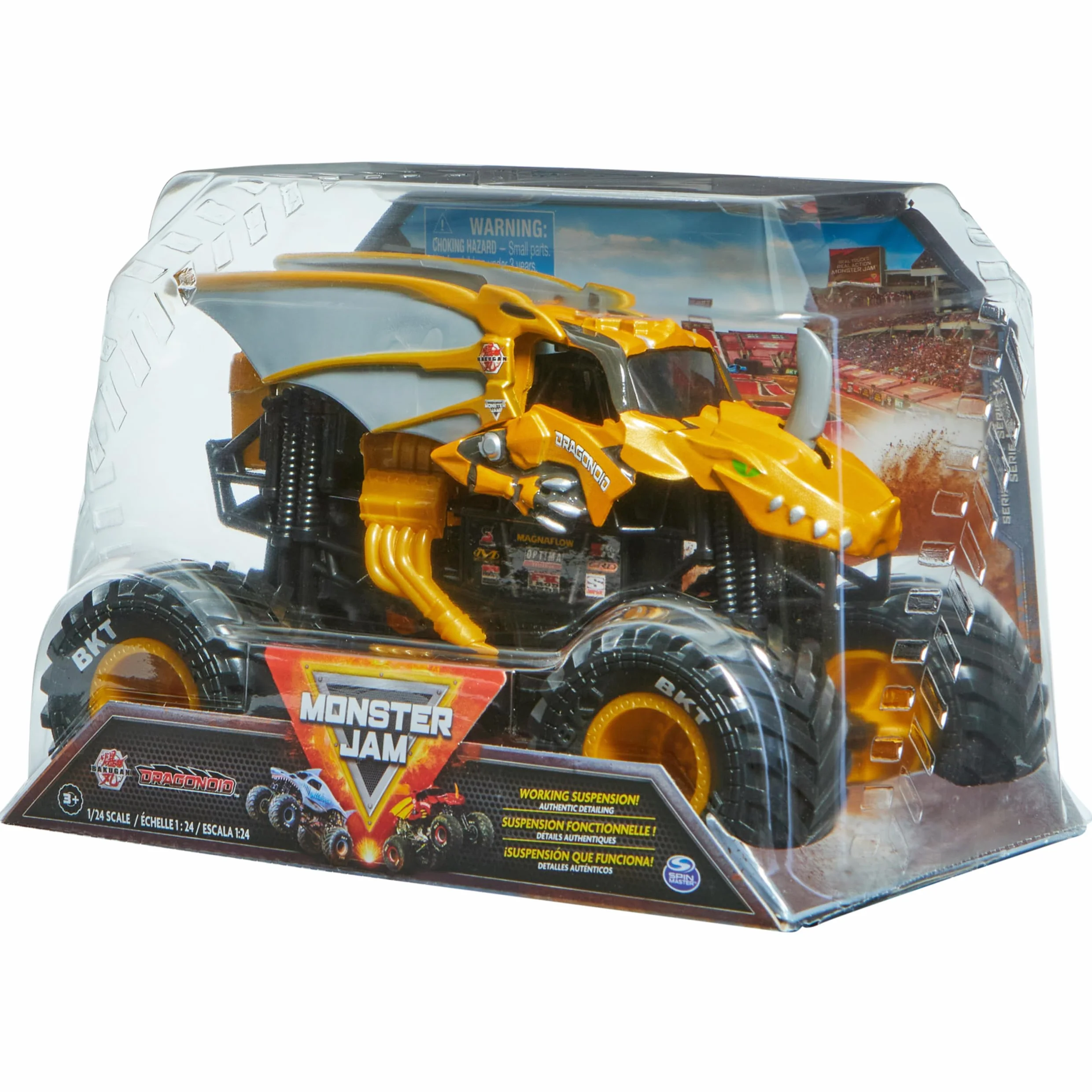 Monster Jam, Bakugan Dragonoid Monster Truck, kolekcjonerski pojazd odlewany ciśnieniowo, skala 1:24, zabawki dla dzieci dla chłopców w wieku od 3 lat