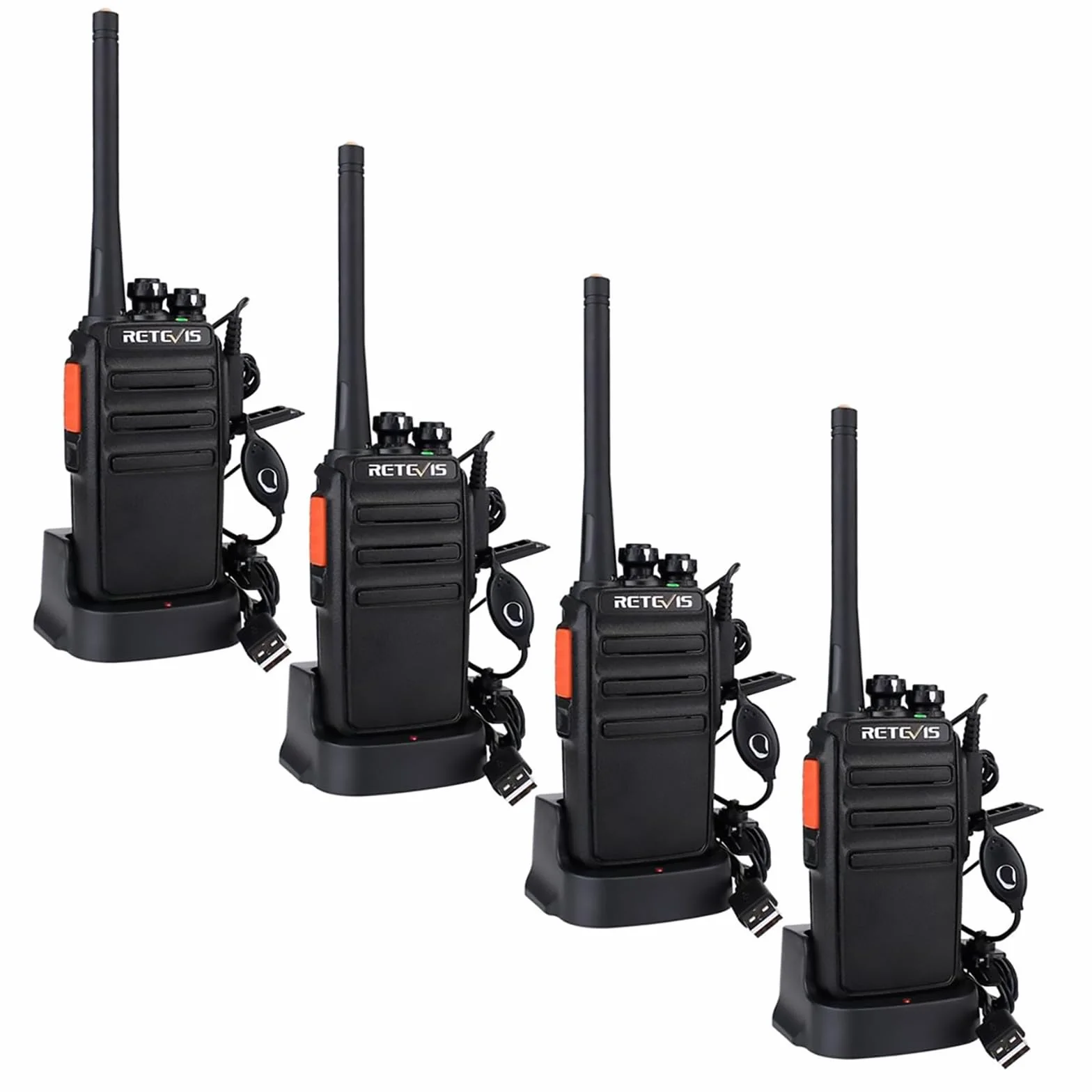 Retevis RT24 Radiotelefony i Krótkofalówki, PMR446 Bez Licencji 16 Kanałów CTCSS/DCS Walkie Talkie z podstawą ładującą USB, Radiotelefon dla Dorosłych Nadaje Się do Wędrówek, Kemping (Czarny, 2 Pary)