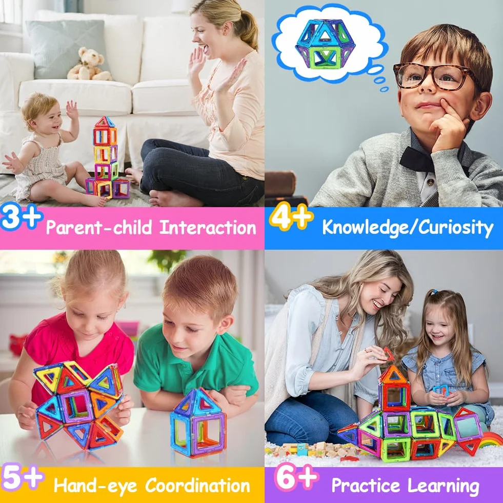 OSDUE Montessori magnetyczne klocki, 40 elementów, zabawka magnetyczna, zabawka edukacyjna, prezent
