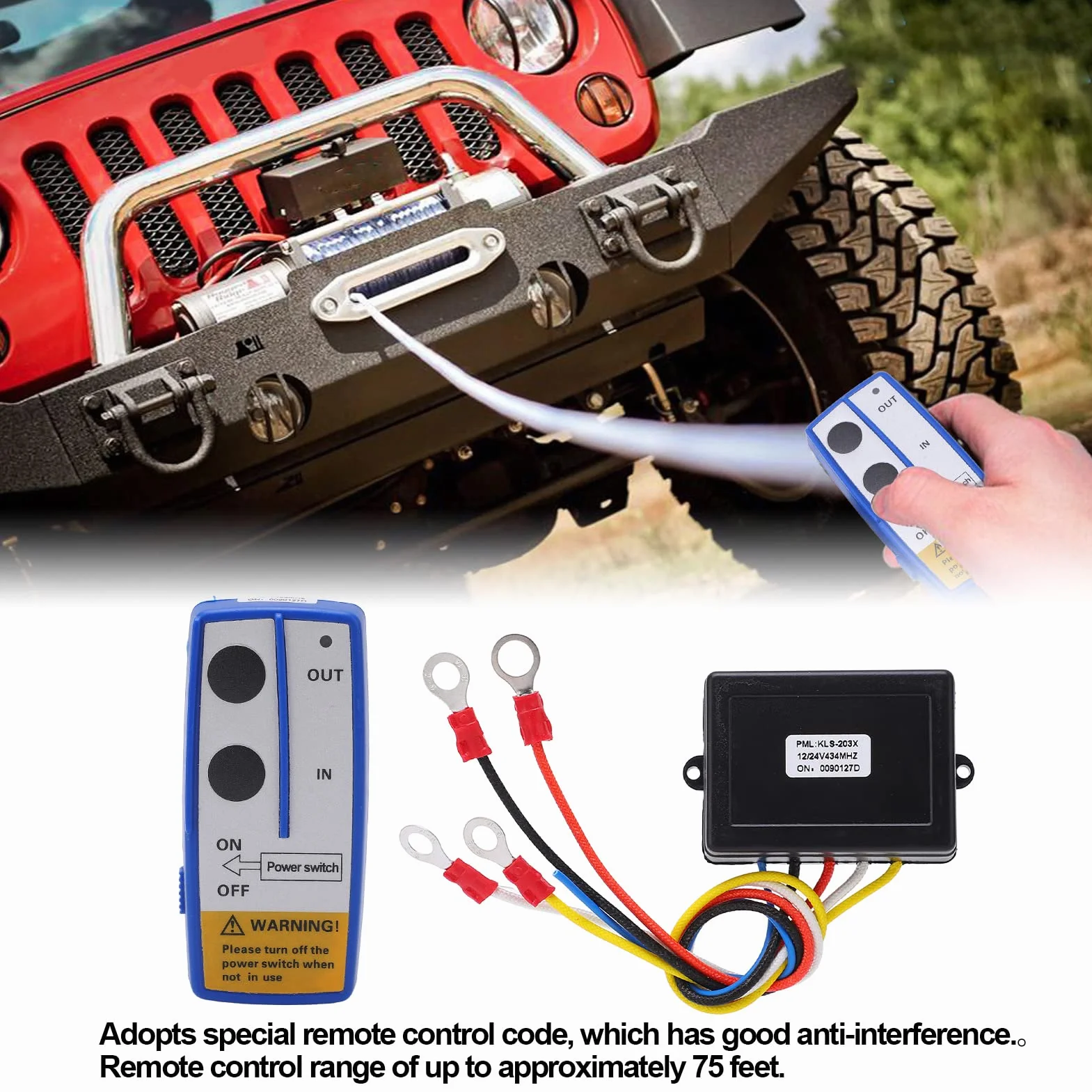Aramox Universal Winch Wireless Remote Control Switch Kit 12V 24V do Ciężarówki ATV SUV