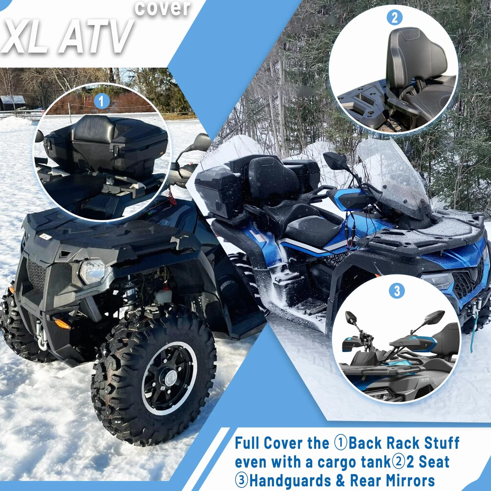 Osłona ATV 600D wodoszczelna duża do Polaris Kawasaki Arctic
