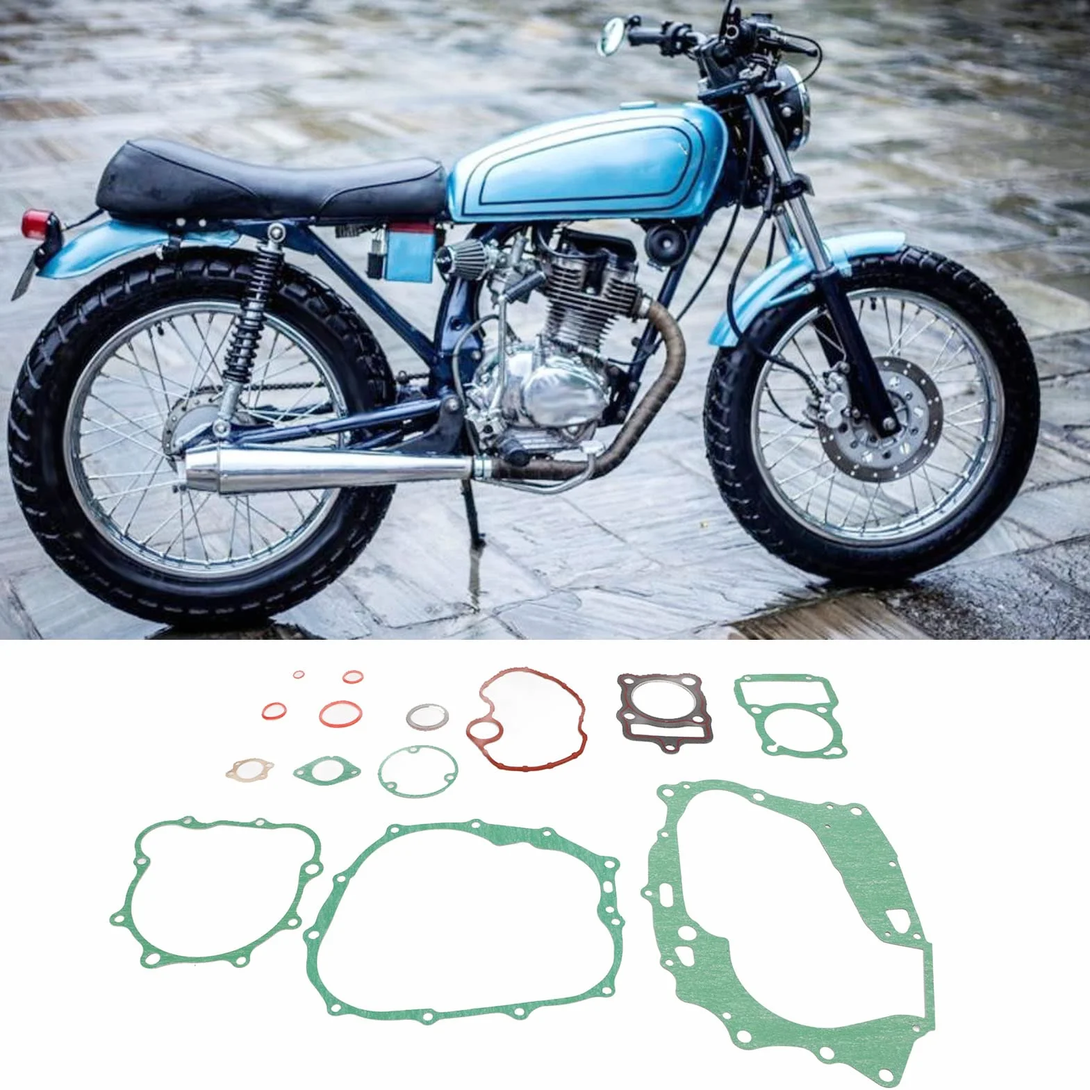 Akozon Zestaw Uszczelek Silnika 14 Sztuk do CG125 156FMI 157FMI 125CC CG150 162FMJ 150CC