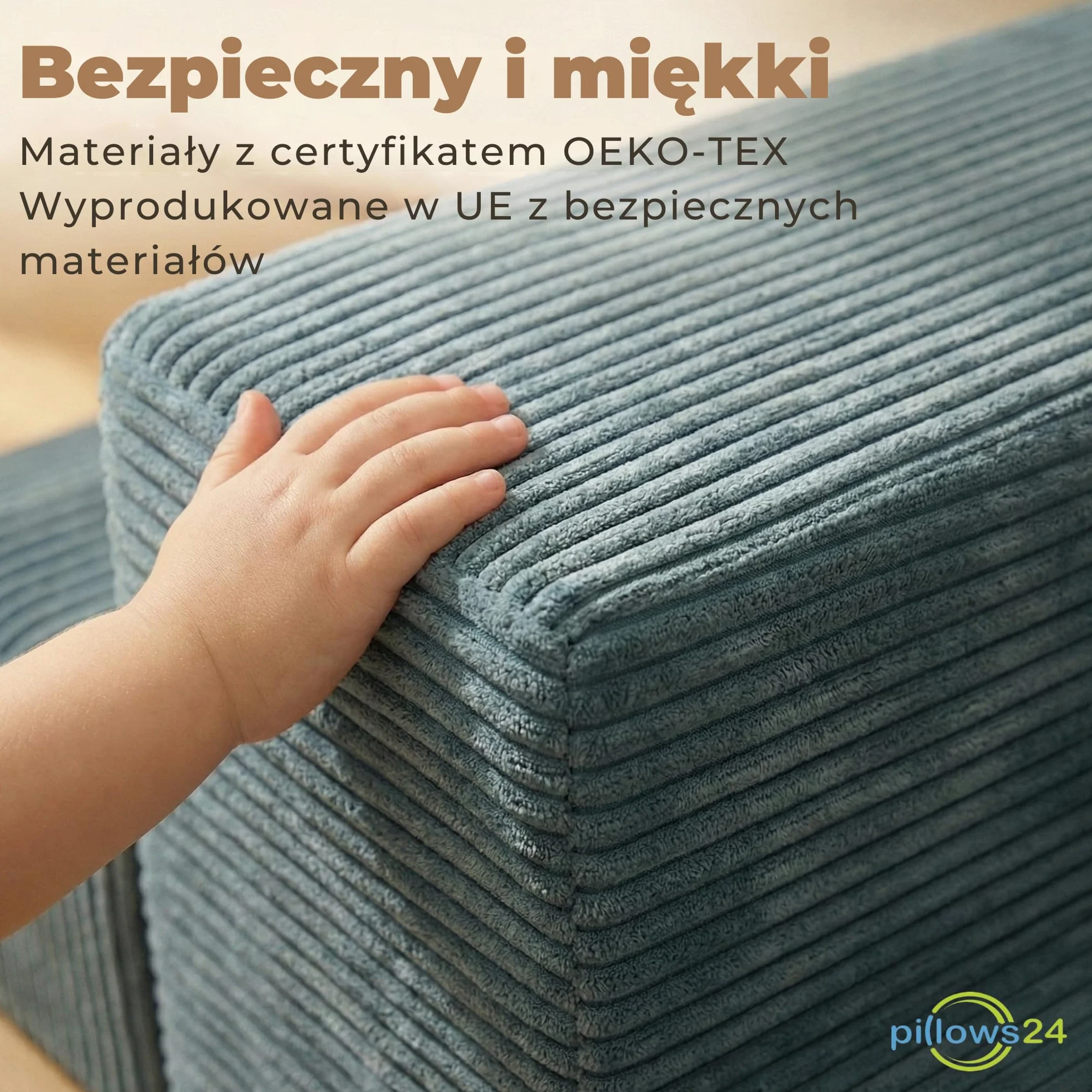 Piankowe klocki dla dzieci | 4-elementowy zestaw miękkich klocków do zabawy i wspinania | Duże piankowe klocki XXL wspierające motorykę i ruch | Tor przeszkód sztruks Różowy