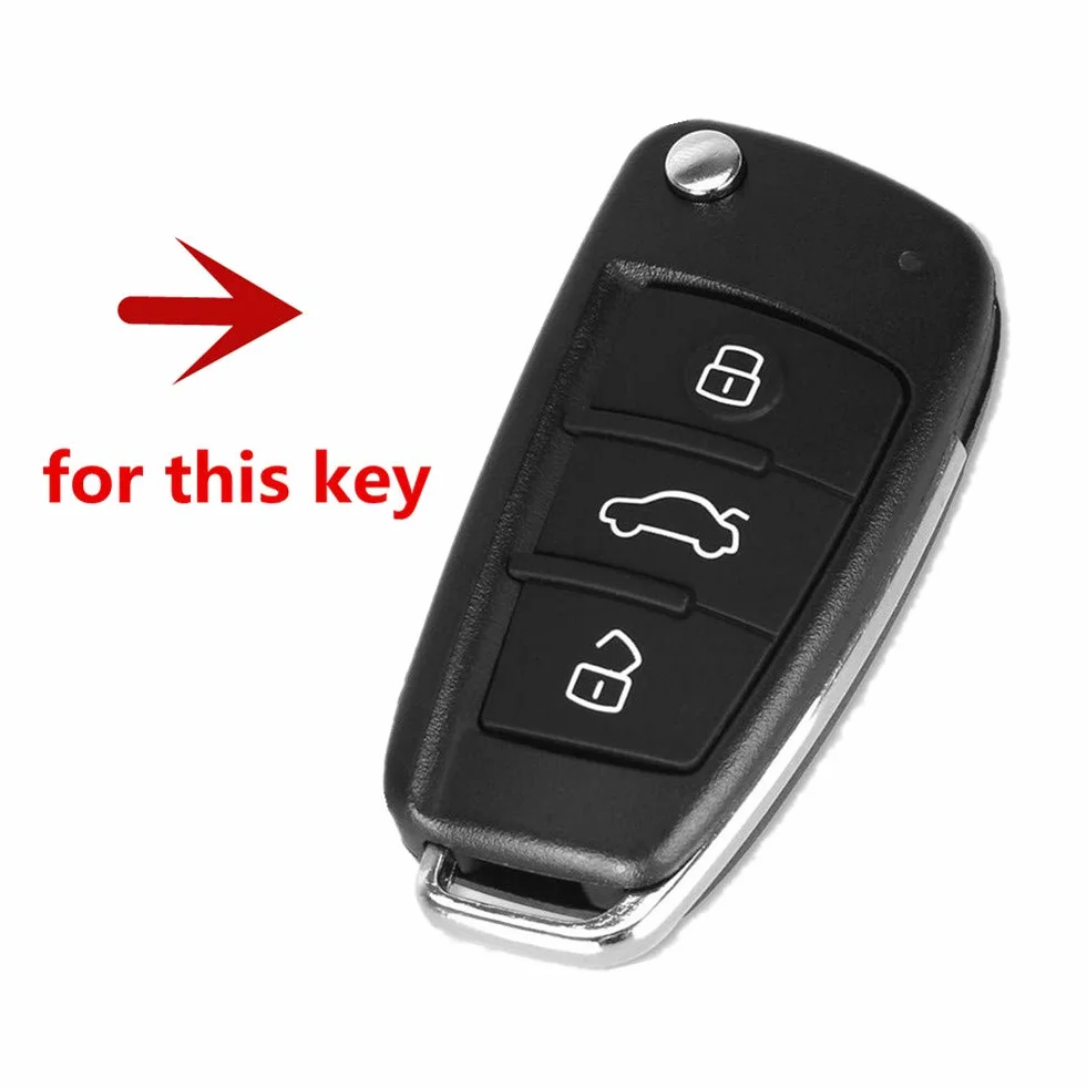 Etui z włókna węglowego ABS silikonowe na kluczyki samochodowe do Audi Sline A3 A5 Q3 Q5 A6 C5 C6 A4 B6 B7 B8 TT 80 S6 3 przyciski breloczek czarny