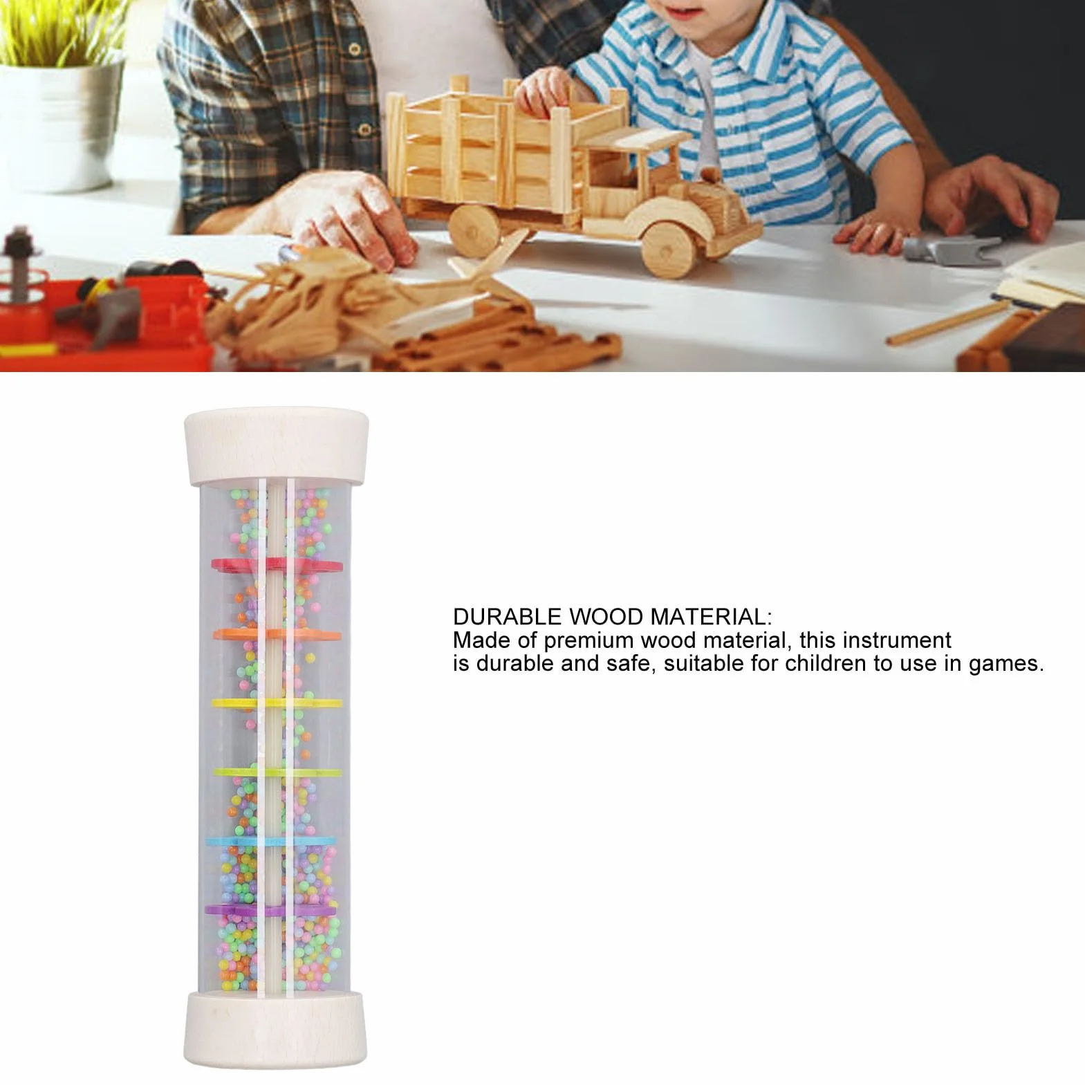 Baby Rainmaker, Mini Rain Stick Shaker Zabawka Kolorowa Edukacja Muzyczna Rain Stick Shaker dla Małych Dzieci (L)